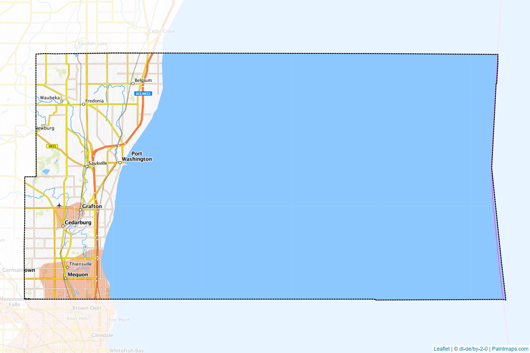 Muestras de recorte de mapas Ozaukee (Wisconsin)-1