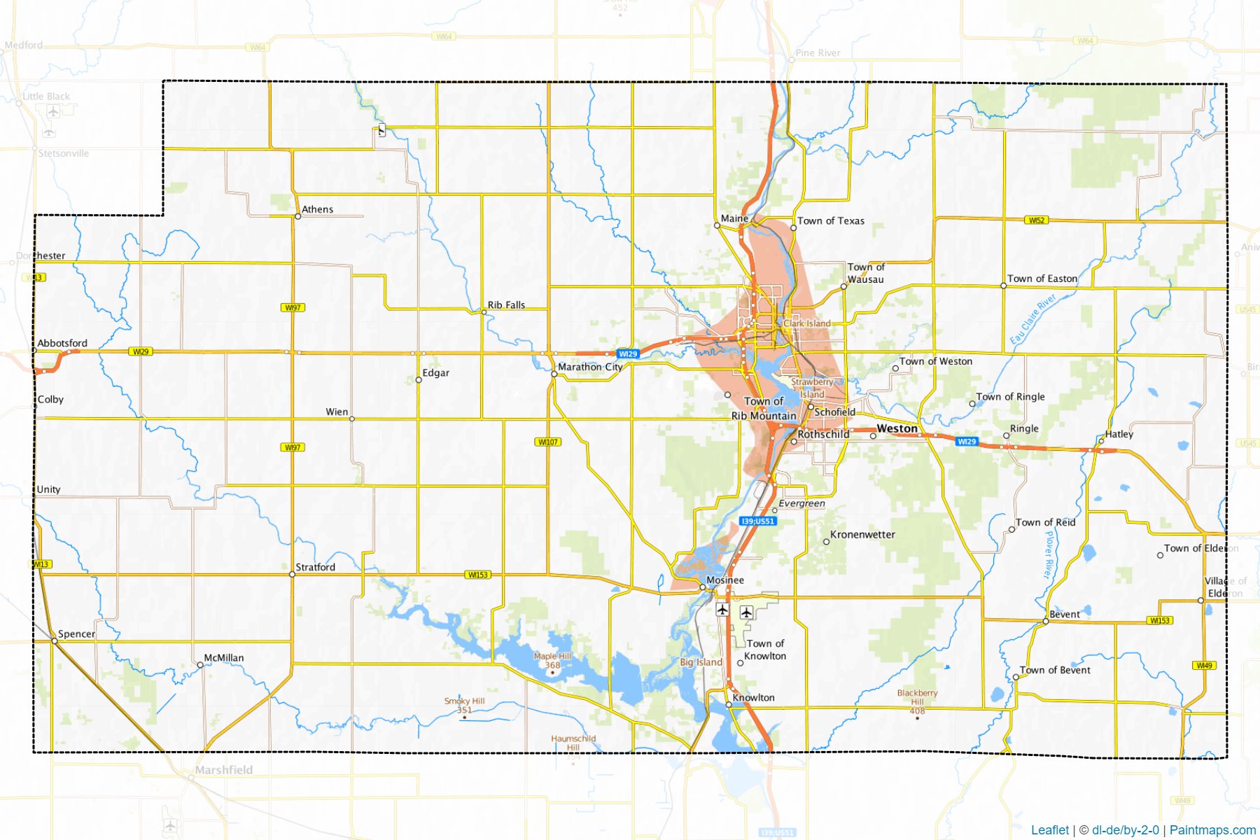 Muestras de recorte de mapas Marathon (Wisconsin)-1