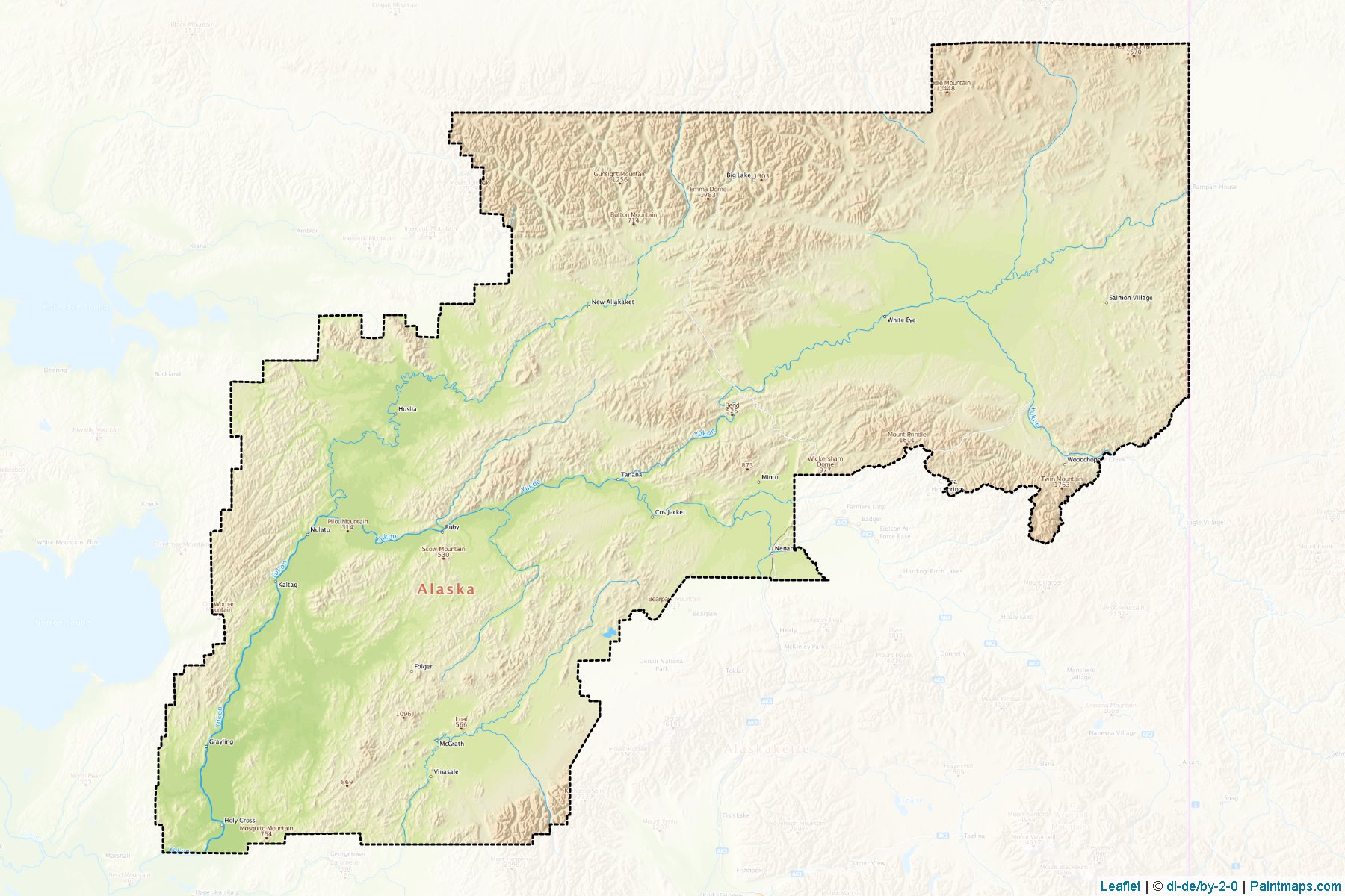 Muestras de recorte de mapas Yukon-Koyukuk (Alaska)-1