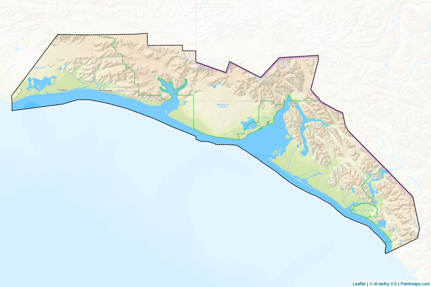 Muestras de recorte de mapas Yakutat (Alaska)-1