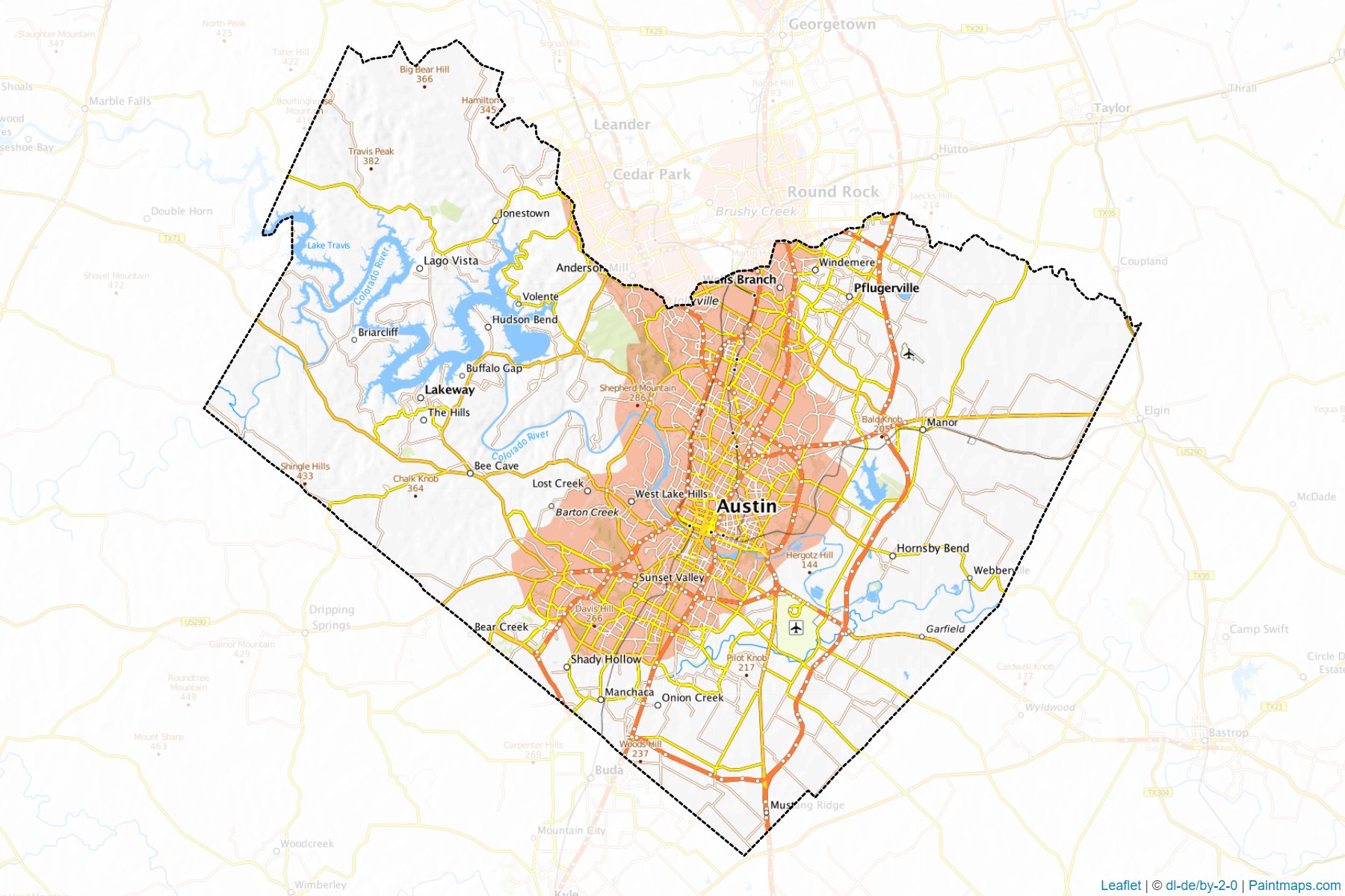 Travis County (Teksas) Haritası Örnekleri-1