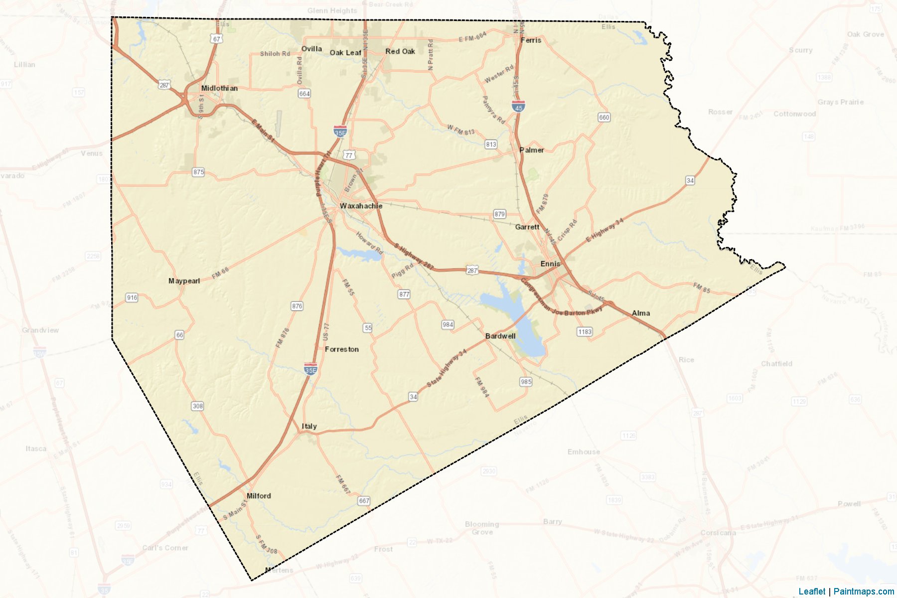 Muestras de recorte de mapas Ellis (Texas)-2