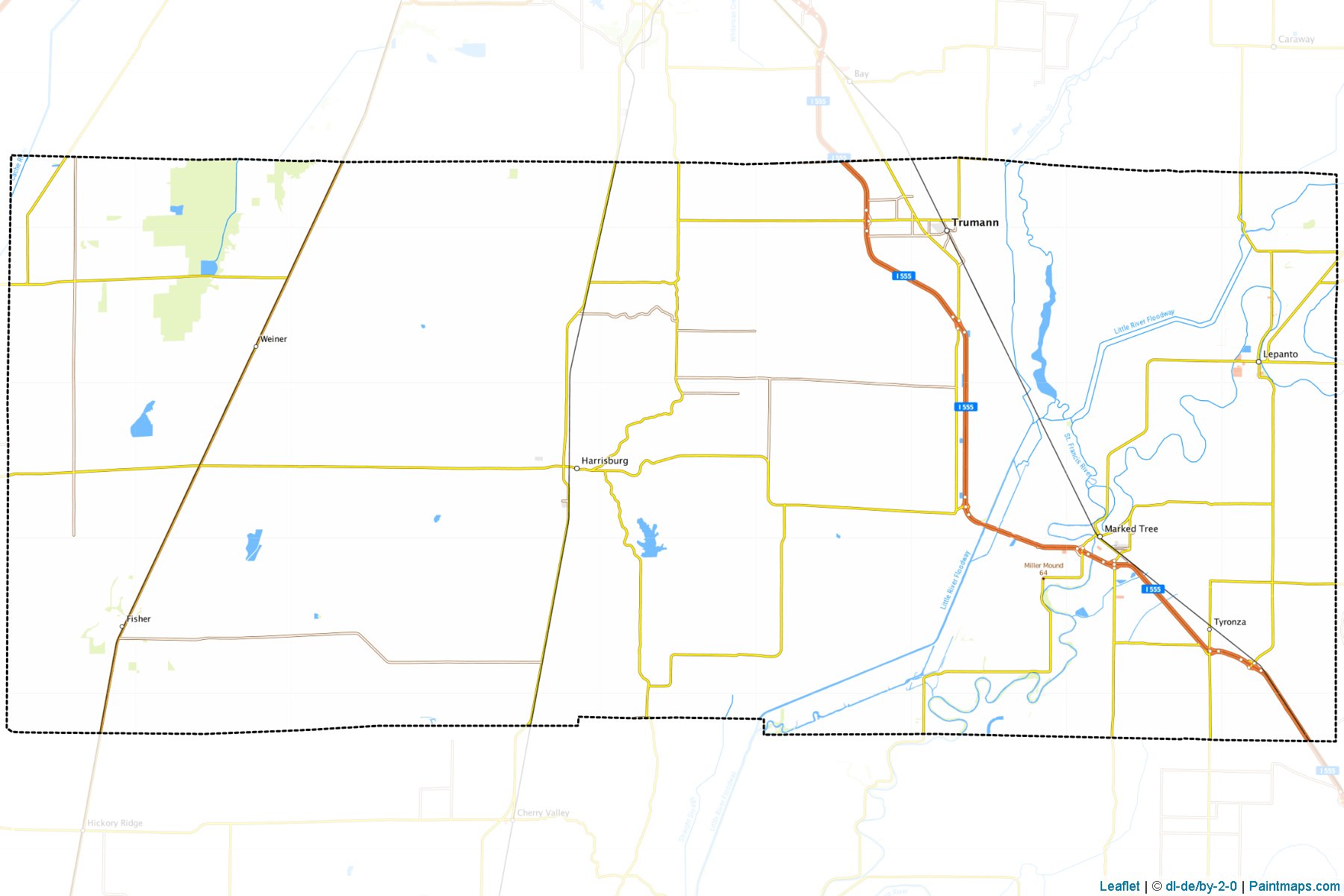 Muestras de recorte de mapas Poinsett (Arkansas)-1