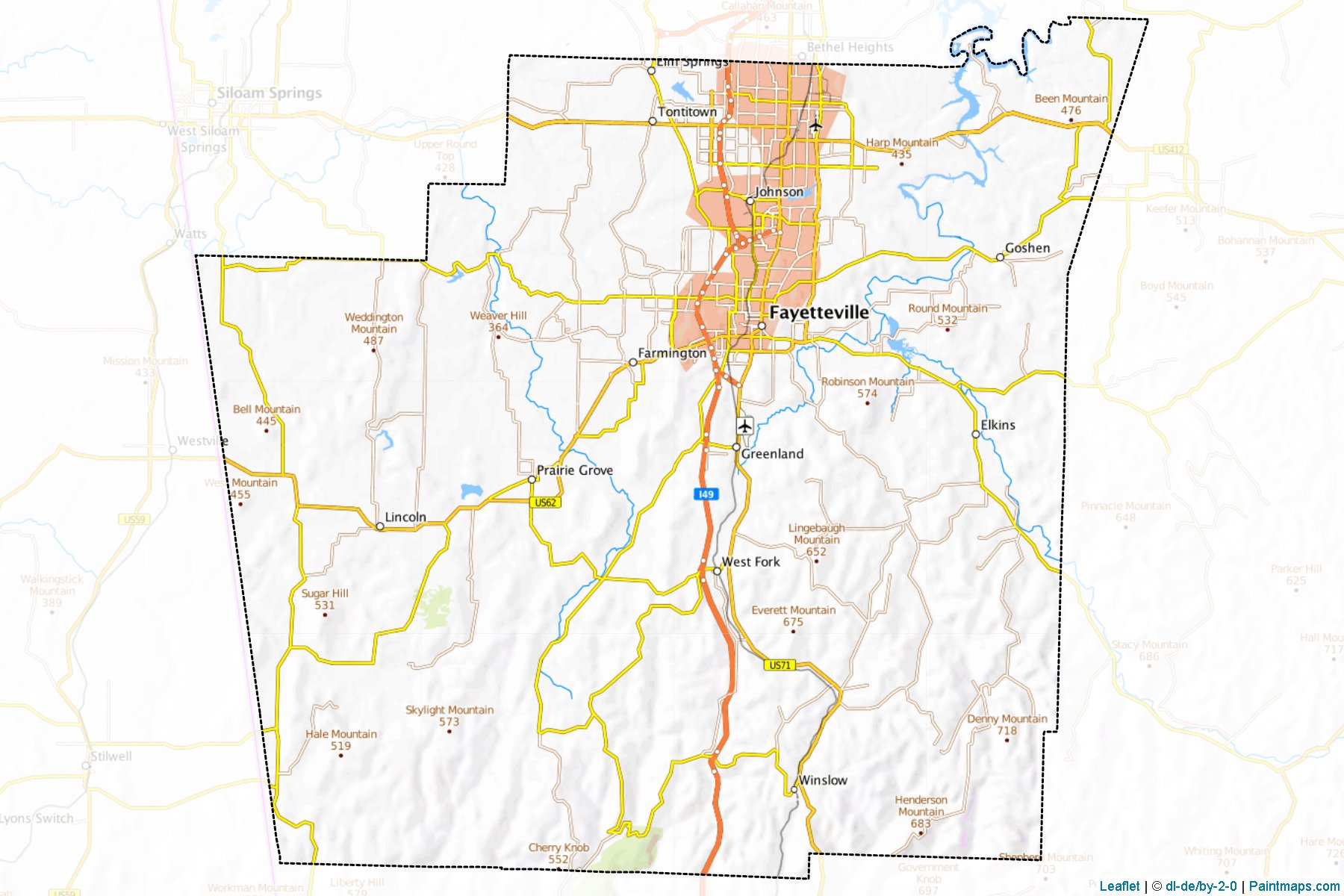 Muestras de recorte de mapas Washington (Arkansas)-1