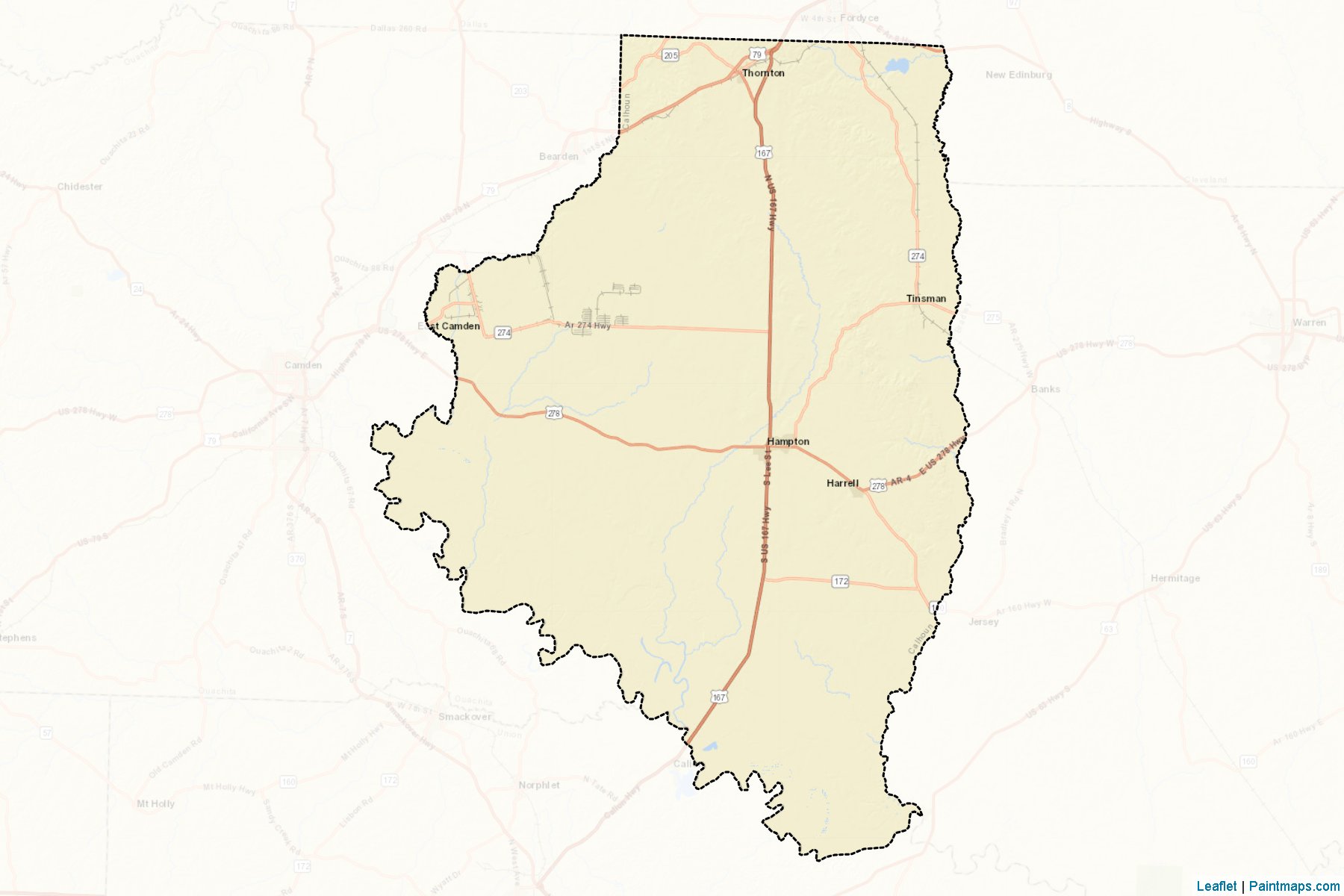 Muestras de recorte de mapas Calhoun (Arkansas)-2