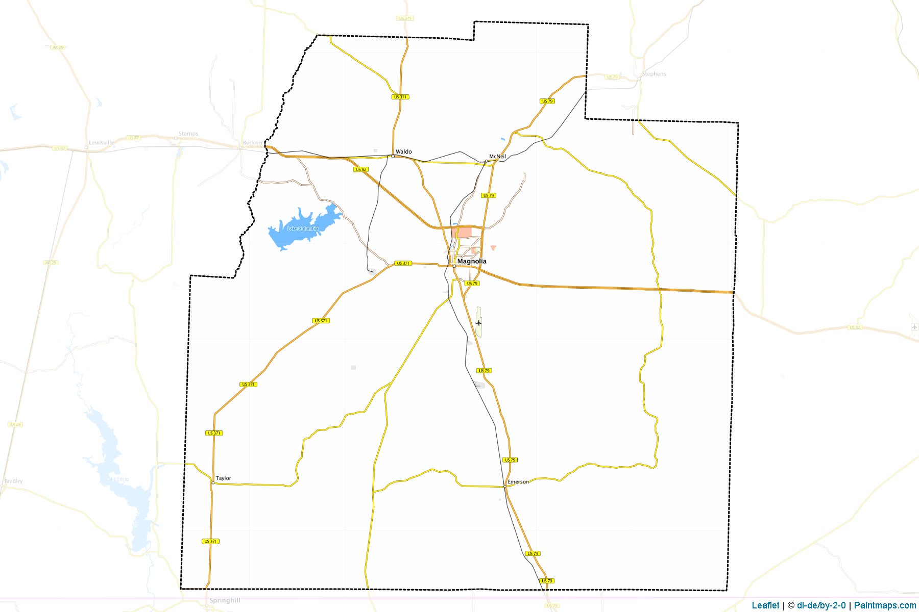 Muestras de recorte de mapas Columbia (Arkansas)-1