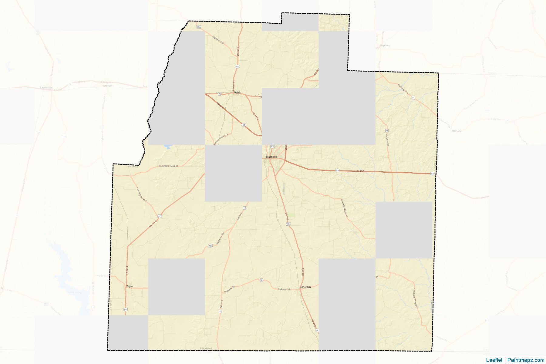 Muestras de recorte de mapas Columbia (Arkansas)-2