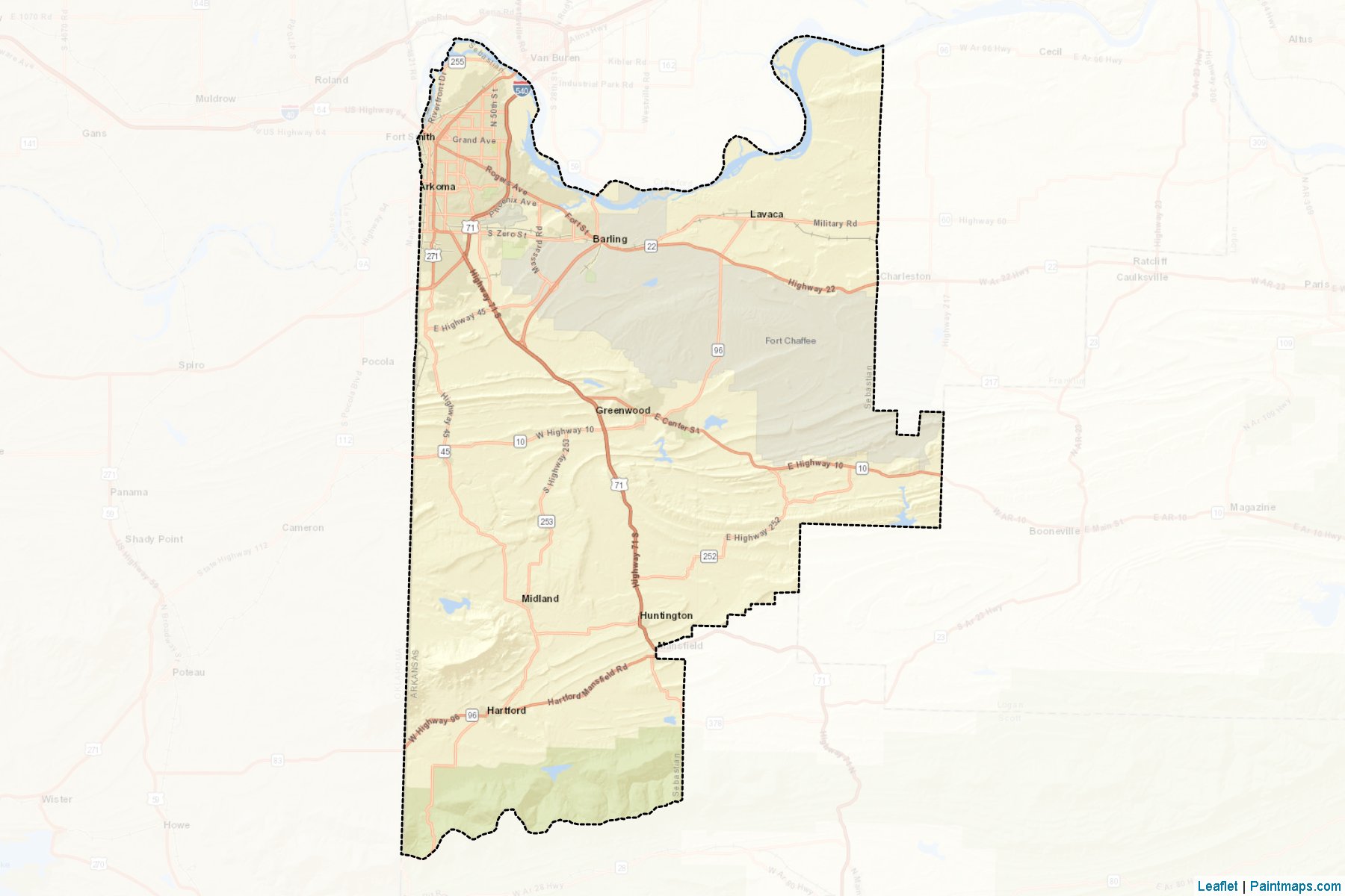 Muestras de recorte de mapas Sebastian (Arkansas)-2