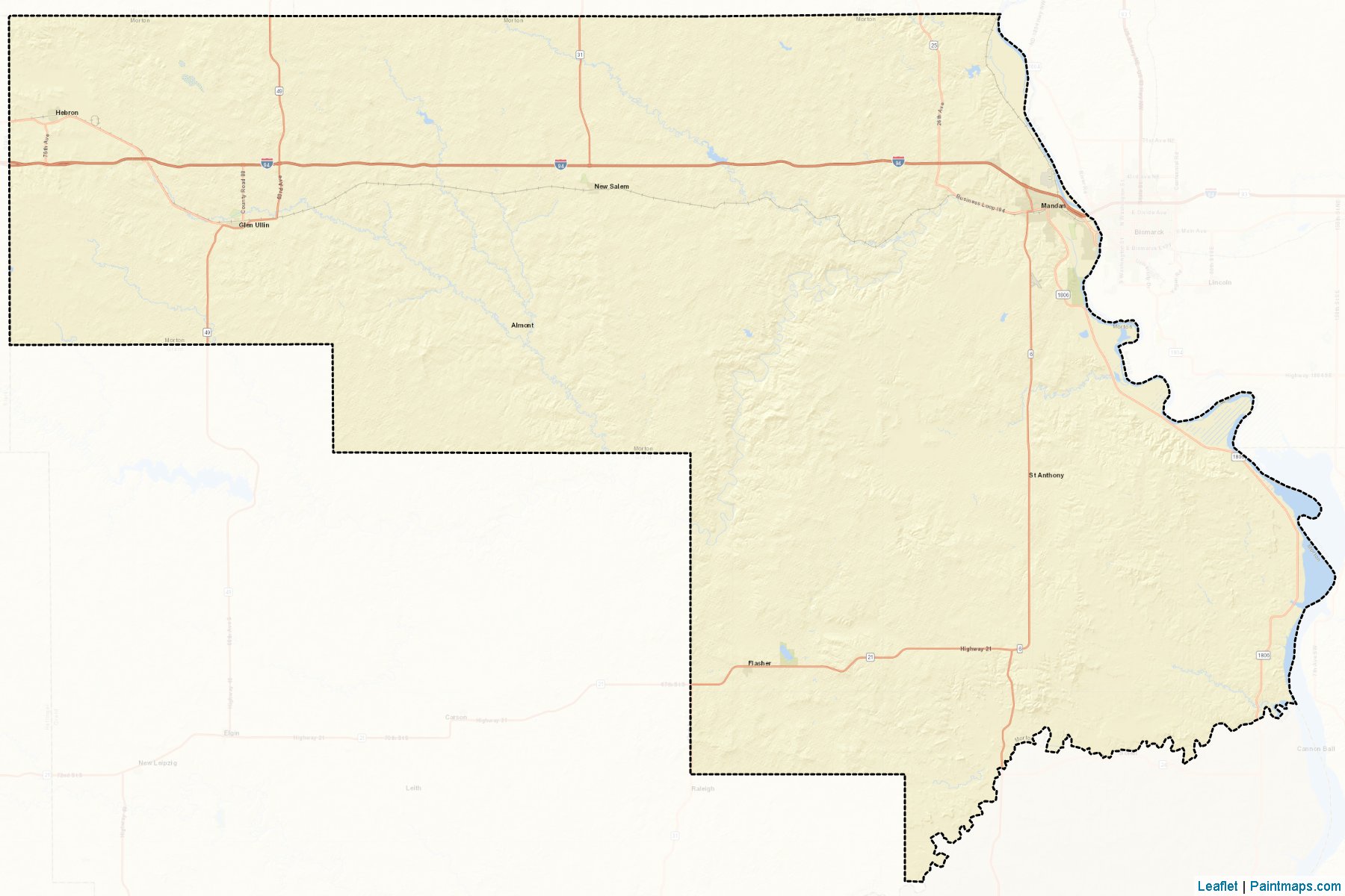 Muestras de recorte de mapas Morton (North Dakota)-2