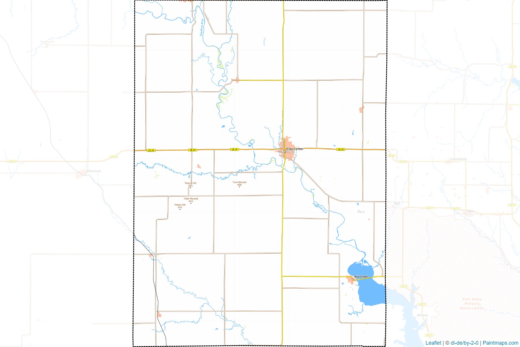 Muestras de recorte de mapas Clay (Kansas)-1