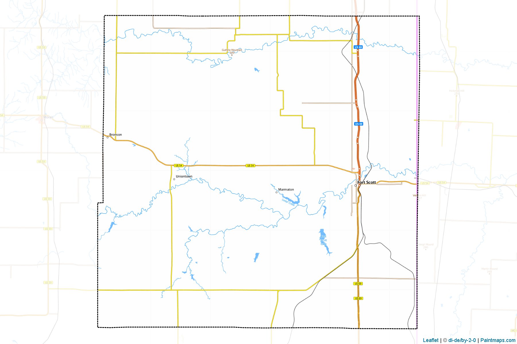 Muestras de recorte de mapas Bourbon (Kansas)-1