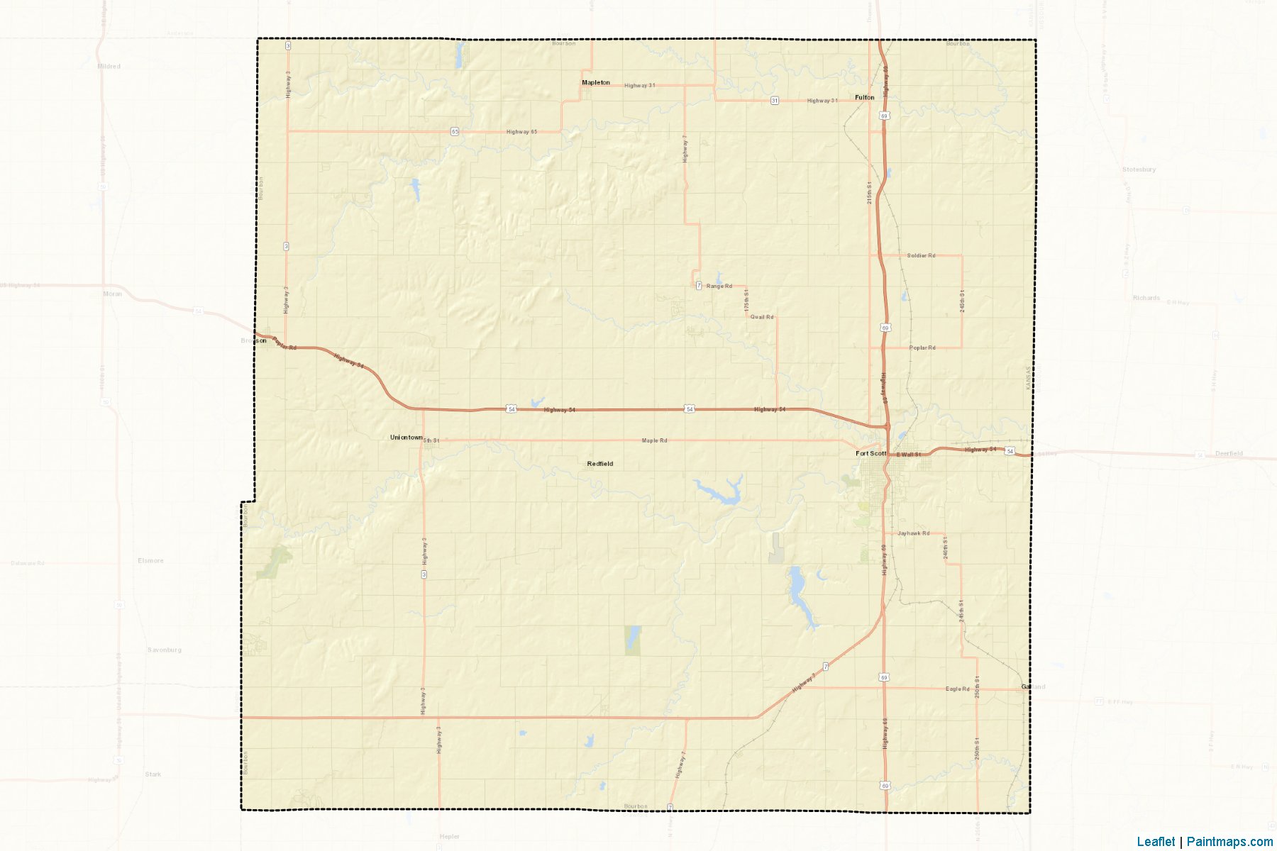 Muestras de recorte de mapas Bourbon (Kansas)-2