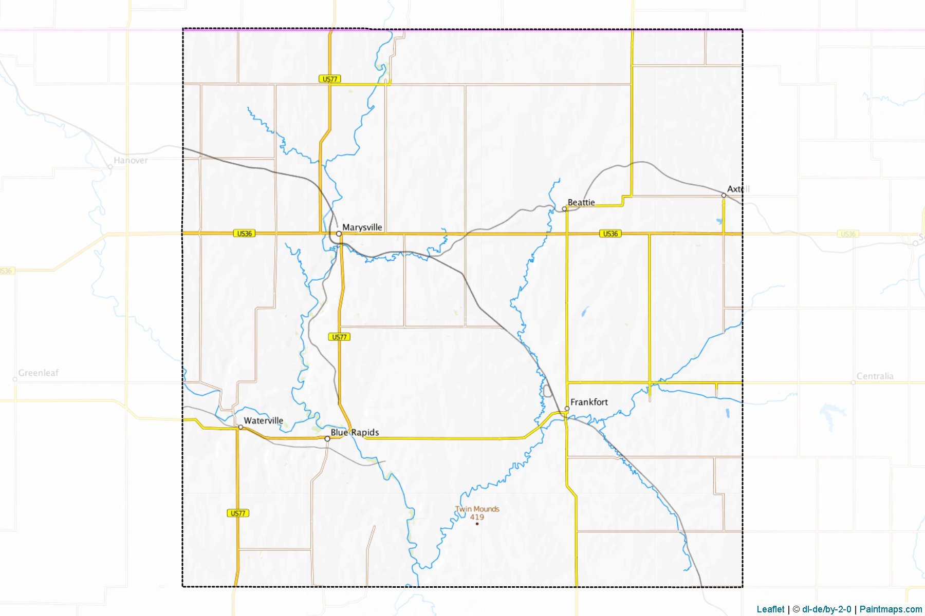 Muestras de recorte de mapas Marshall (Kansas)-1