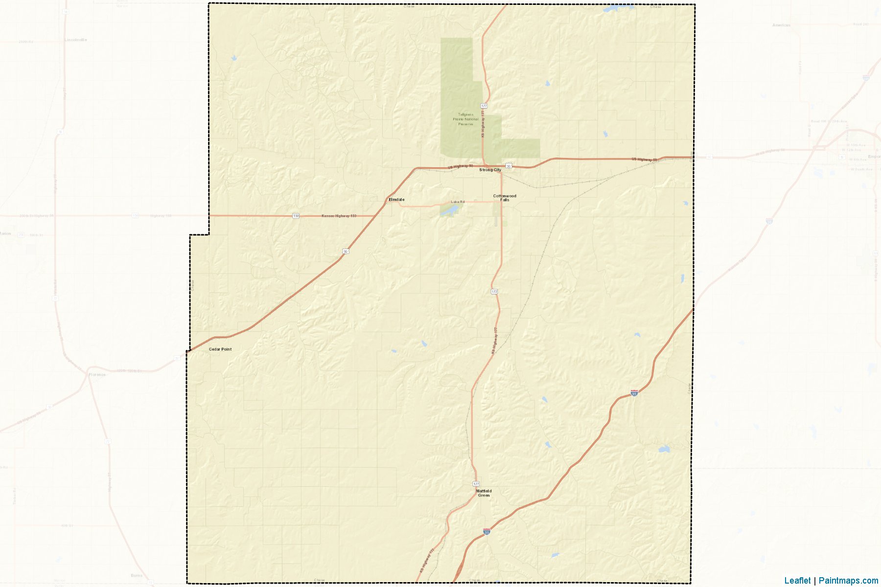 Muestras de recorte de mapas Chase (Kansas)-2