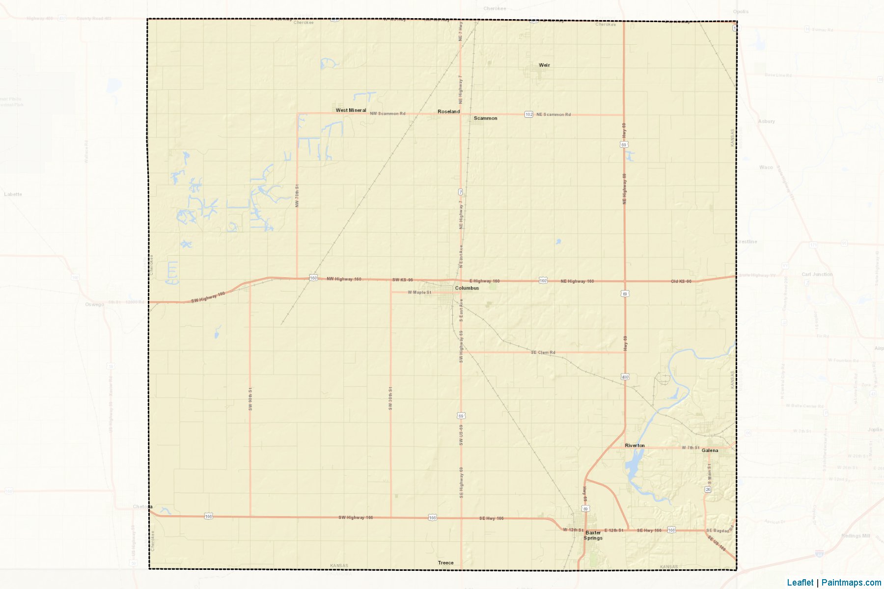 Muestras de recorte de mapas Cherokee (Kansas)-2