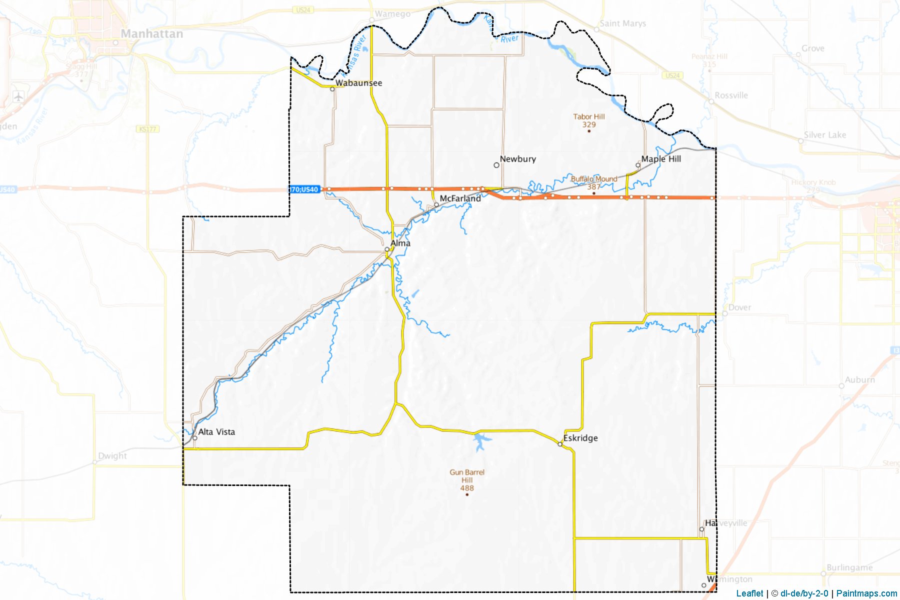 Muestras de recorte de mapas Wabaunsee (Kansas)-1