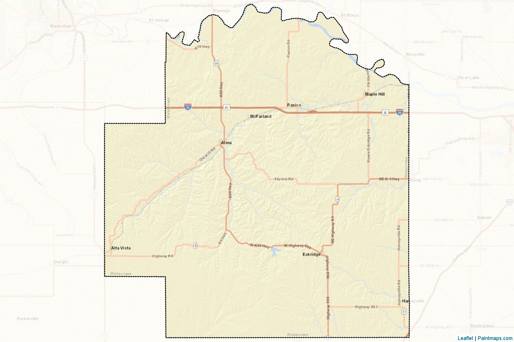 Muestras de recorte de mapas Wabaunsee (Kansas)-2