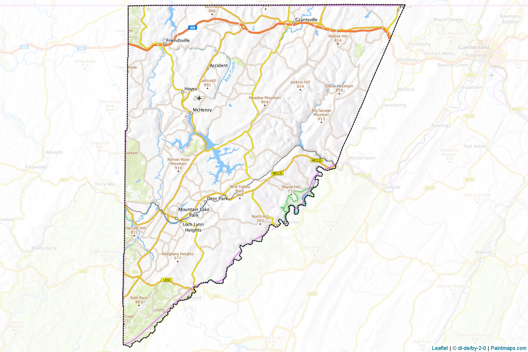 Muestras de recorte de mapas Garrett (Maryland)-1