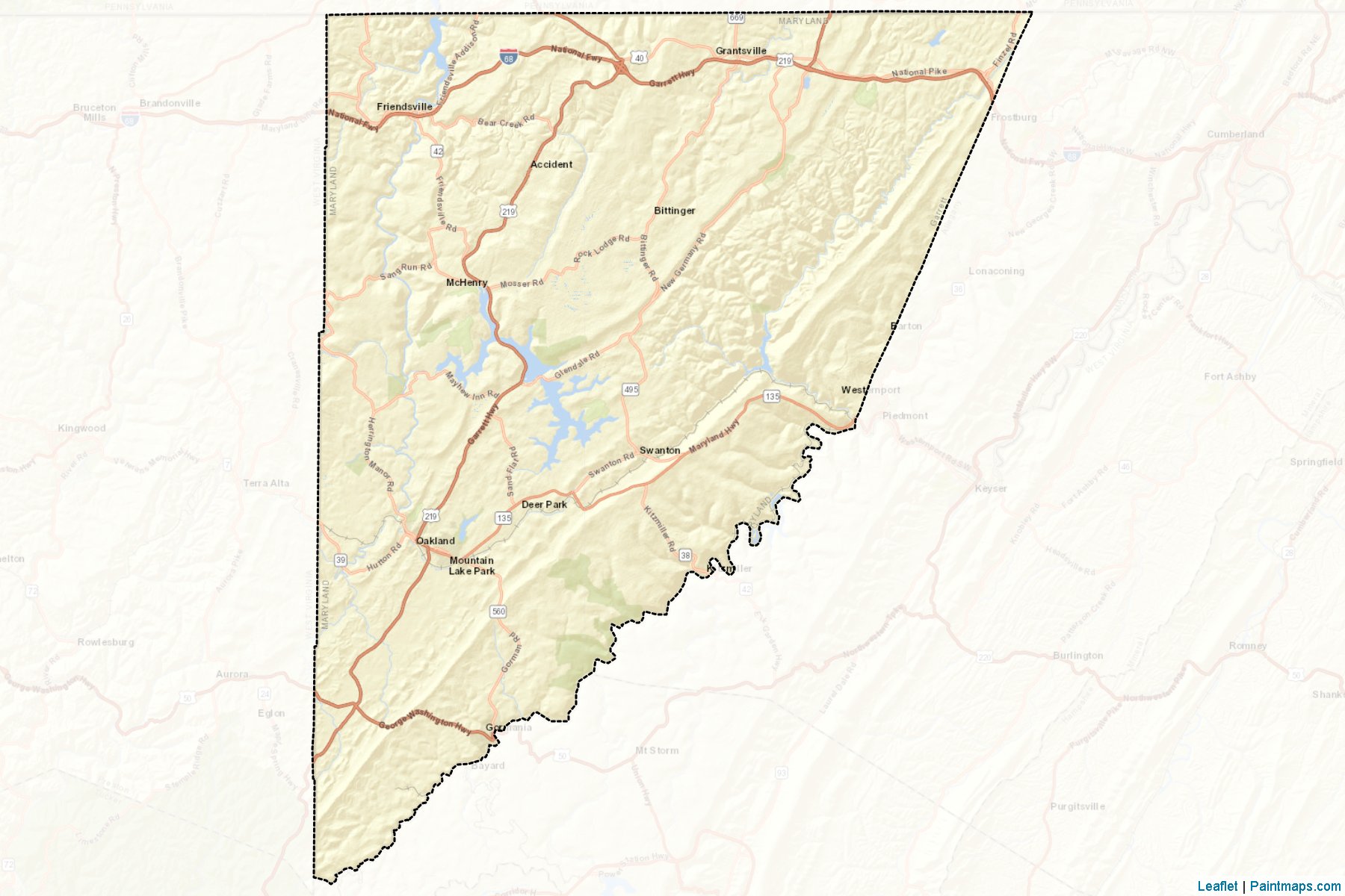 Muestras de recorte de mapas Garrett (Maryland)-2