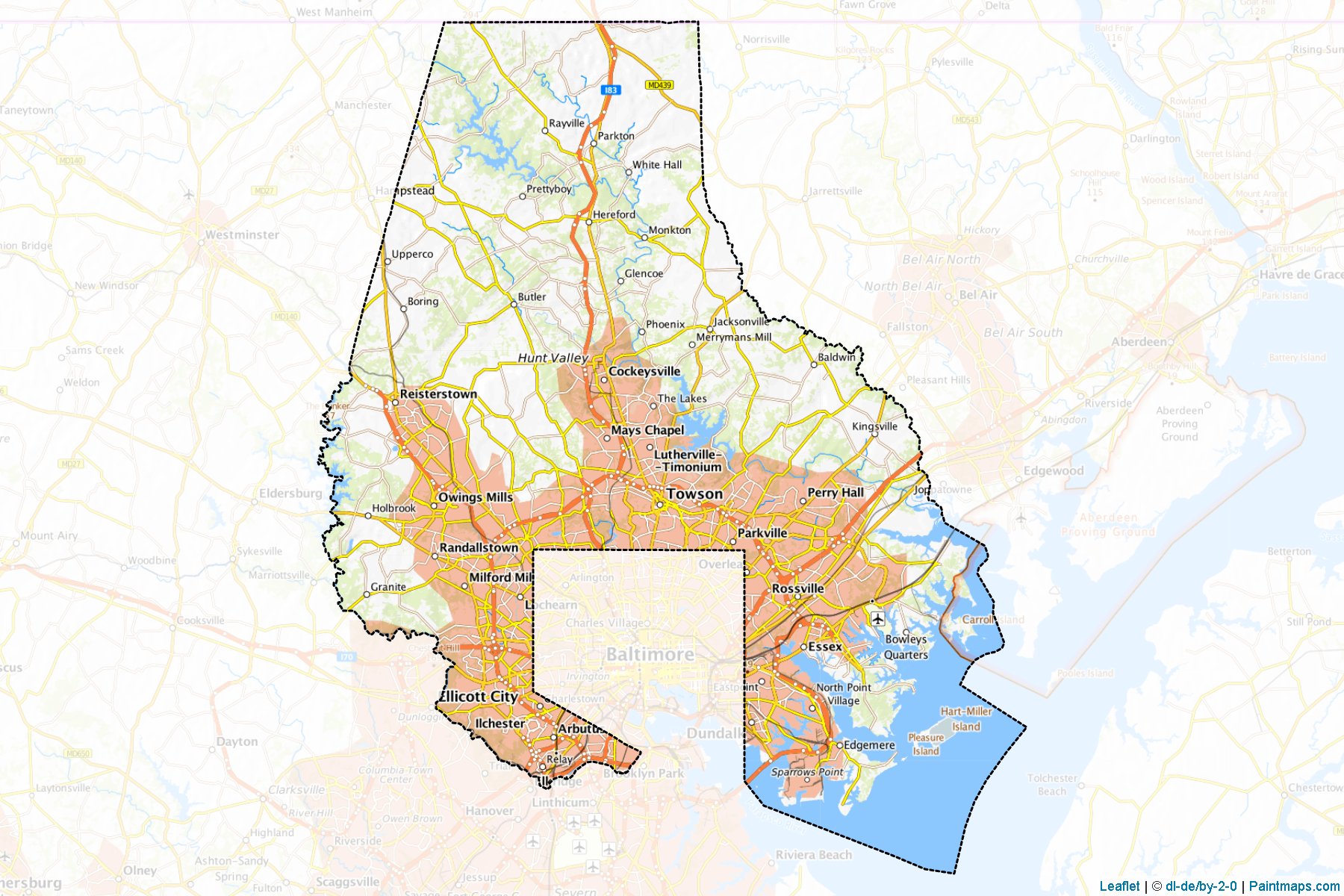 Muestras de recorte de mapas Baltimore (Maryland)-1