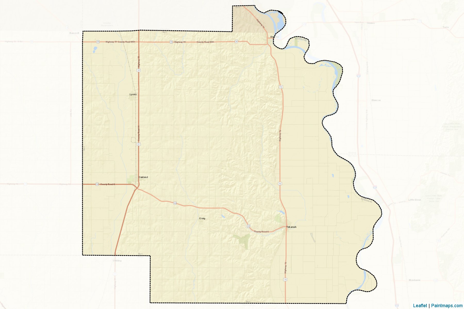 Muestras de recorte de mapas Burt (Nebraska)-2