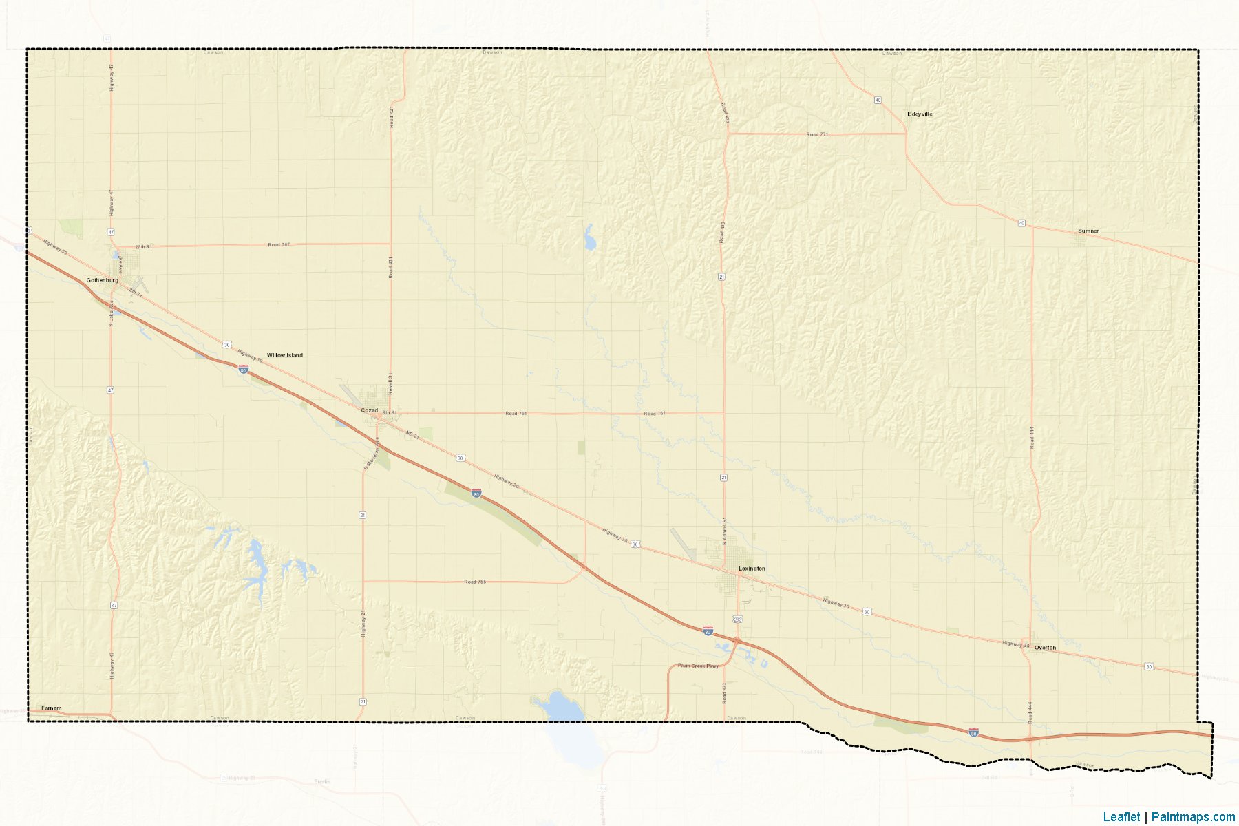 Muestras de recorte de mapas Dawson (Nebraska)-2