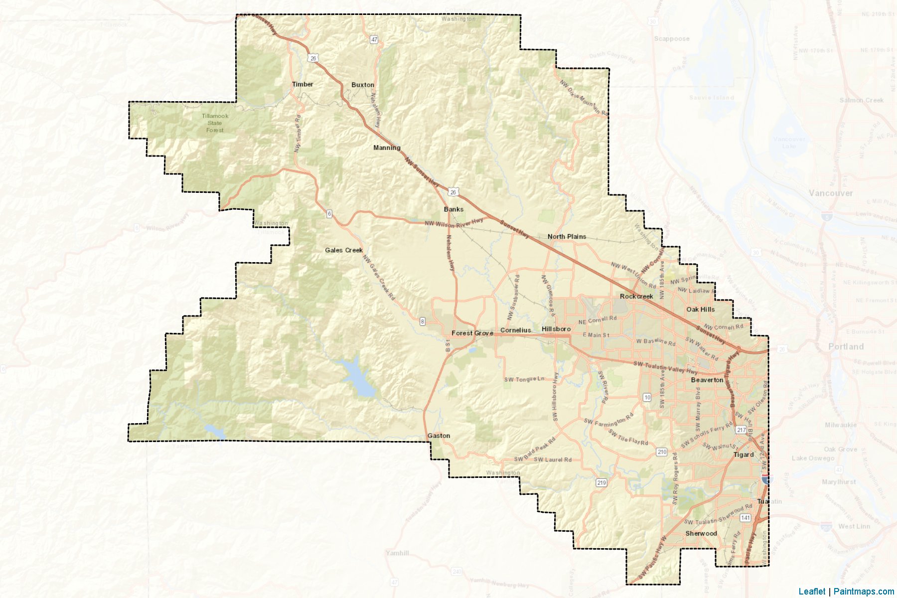 Muestras de recorte de mapas Washington (Oregon)-2