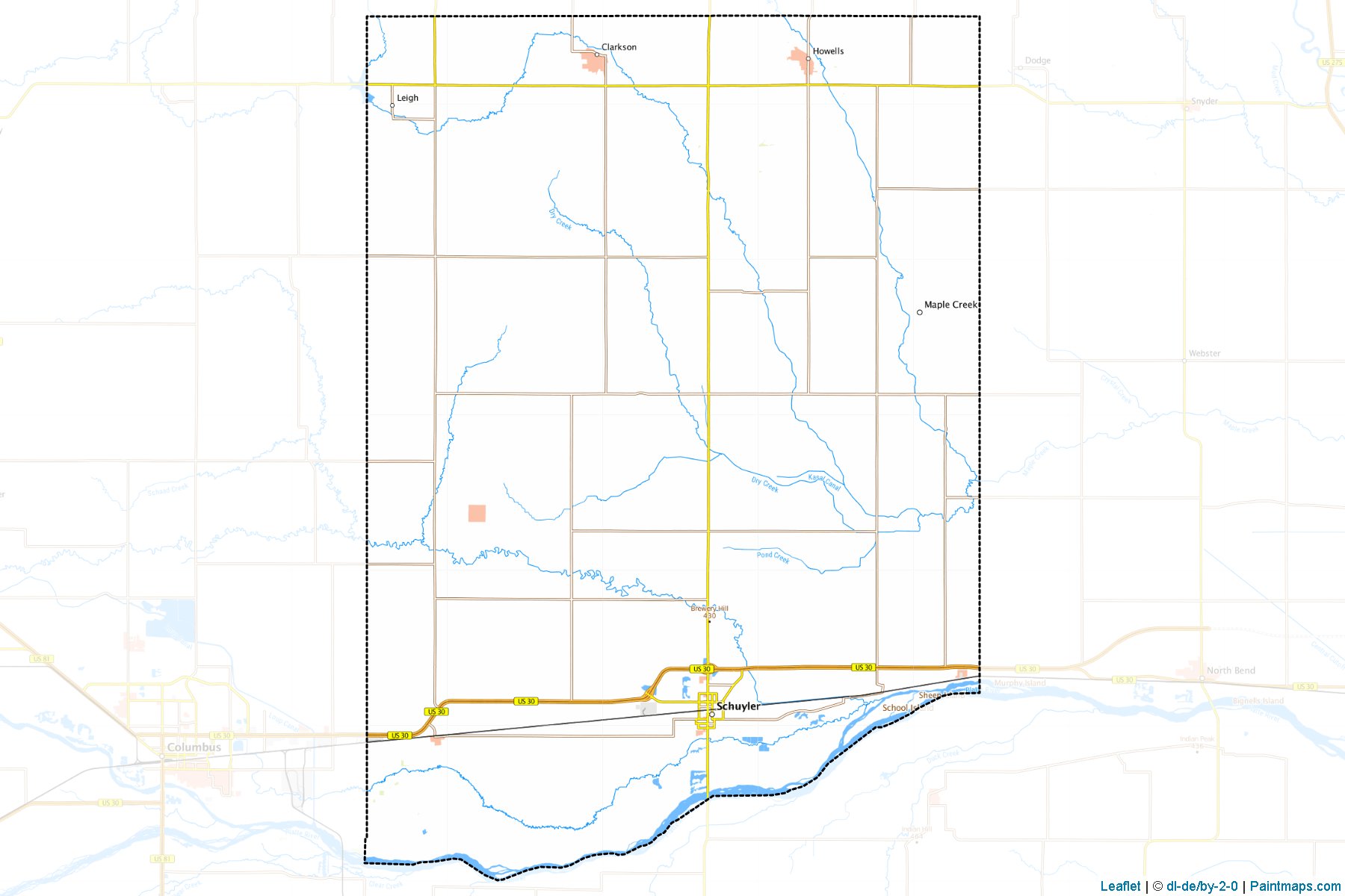 Muestras de recorte de mapas Colfax (Nebraska)-1