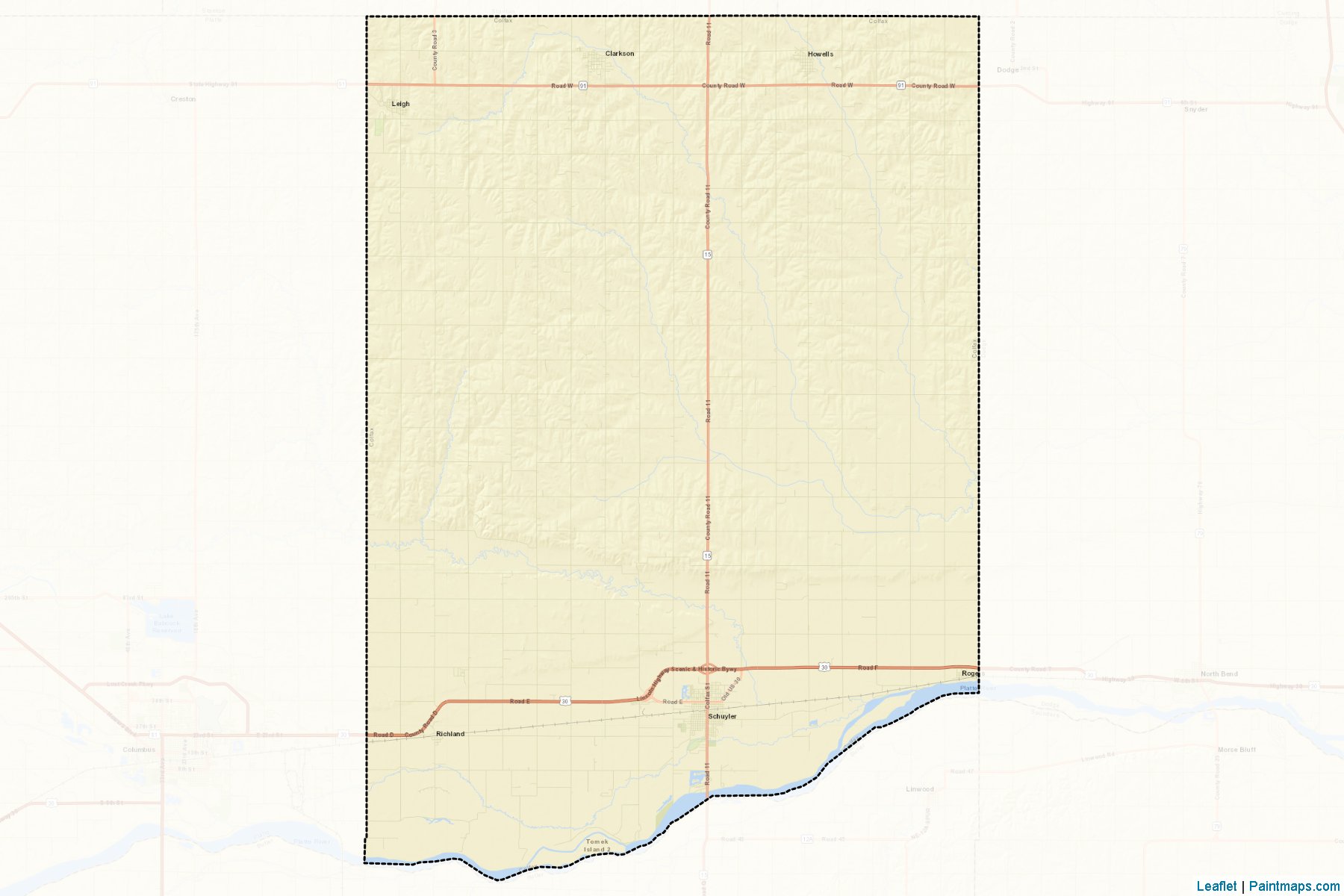 Muestras de recorte de mapas Colfax (Nebraska)-2