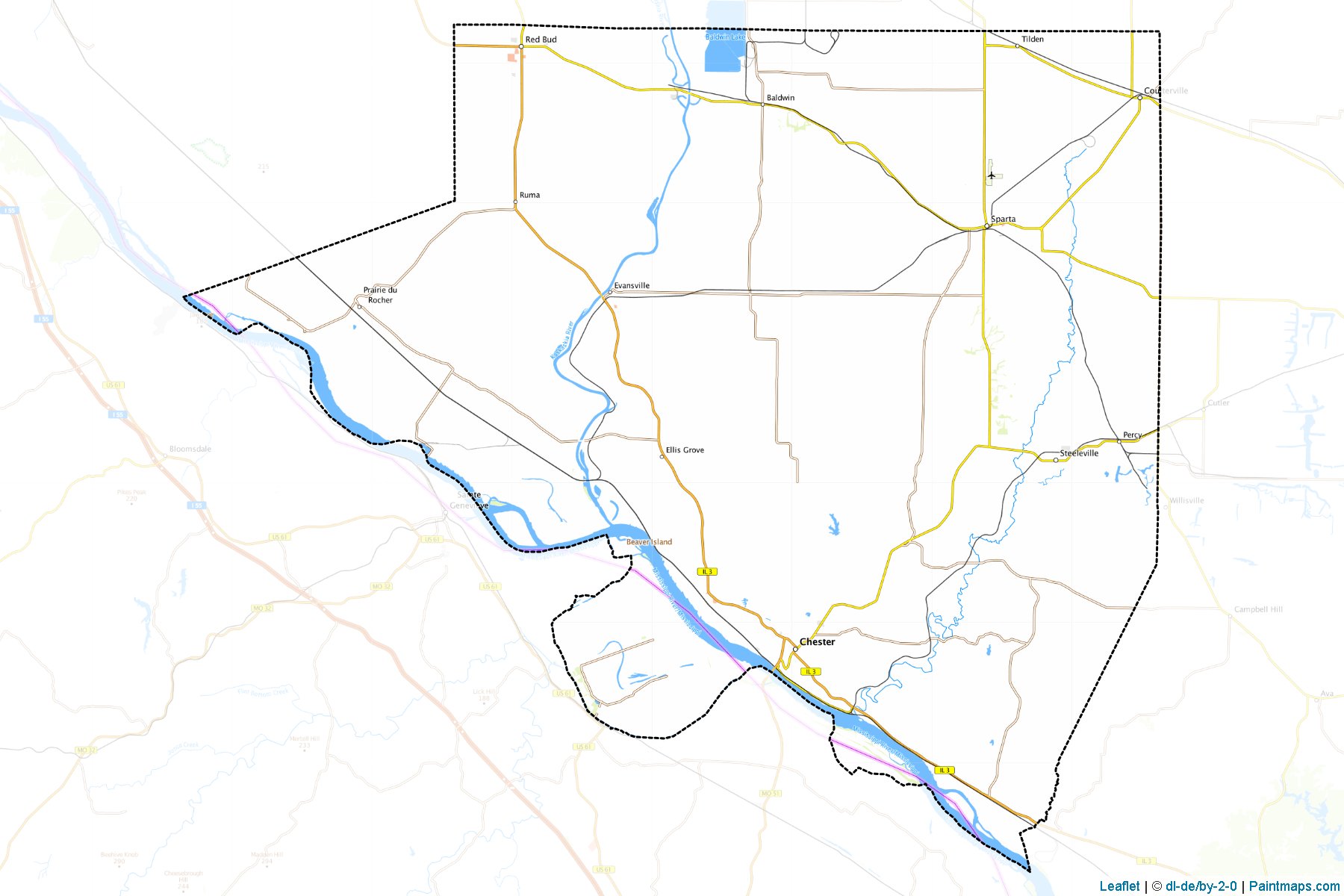 Muestras de recorte de mapas Randolph (Illinois)-1