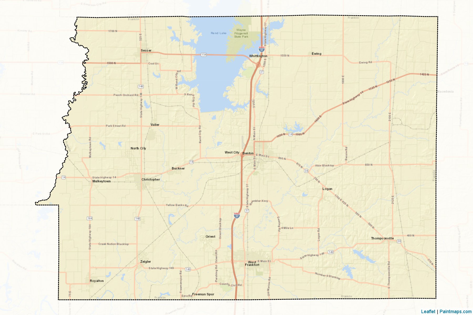 Muestras de recorte de mapas Franklin (Illinois)-2