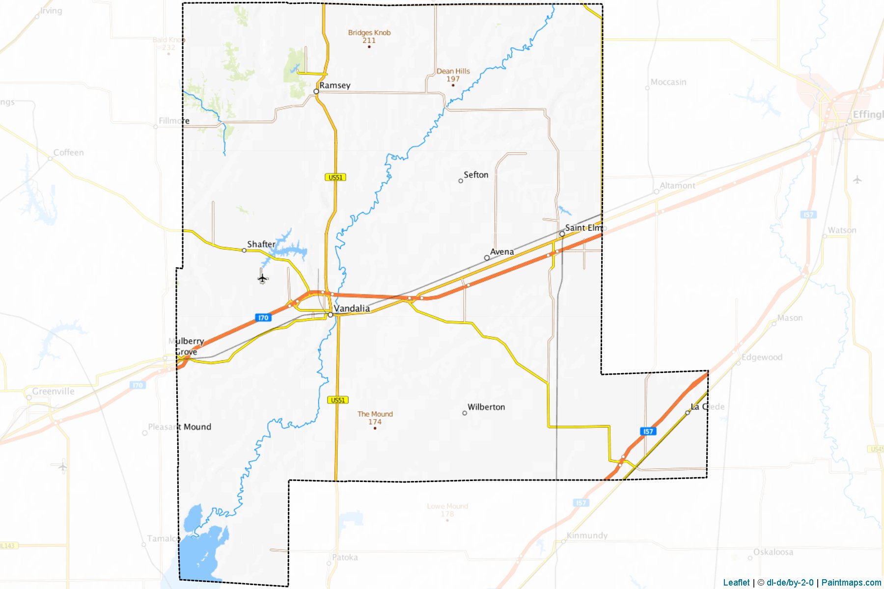 Muestras de recorte de mapas Fayette (Illinois)-1