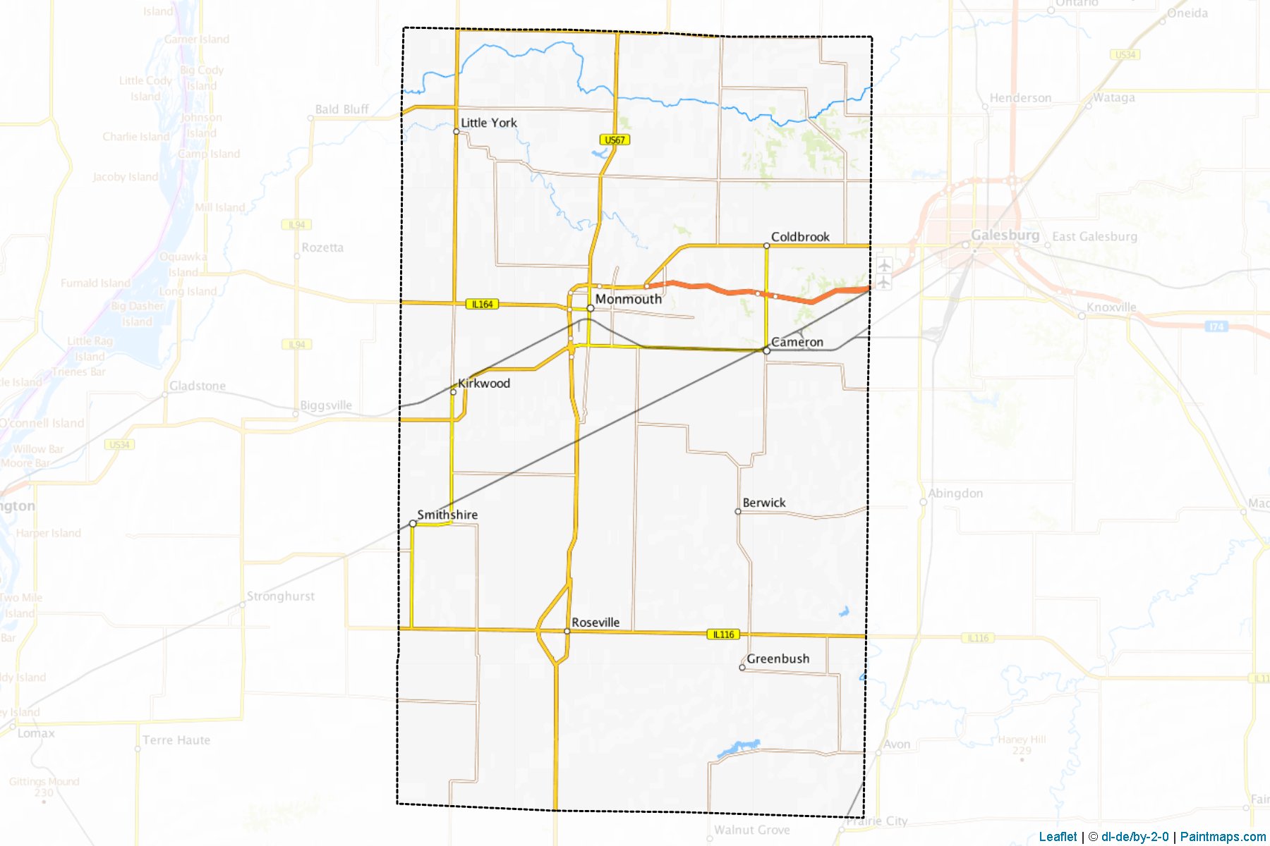 Muestras de recorte de mapas Warren (Illinois)-1