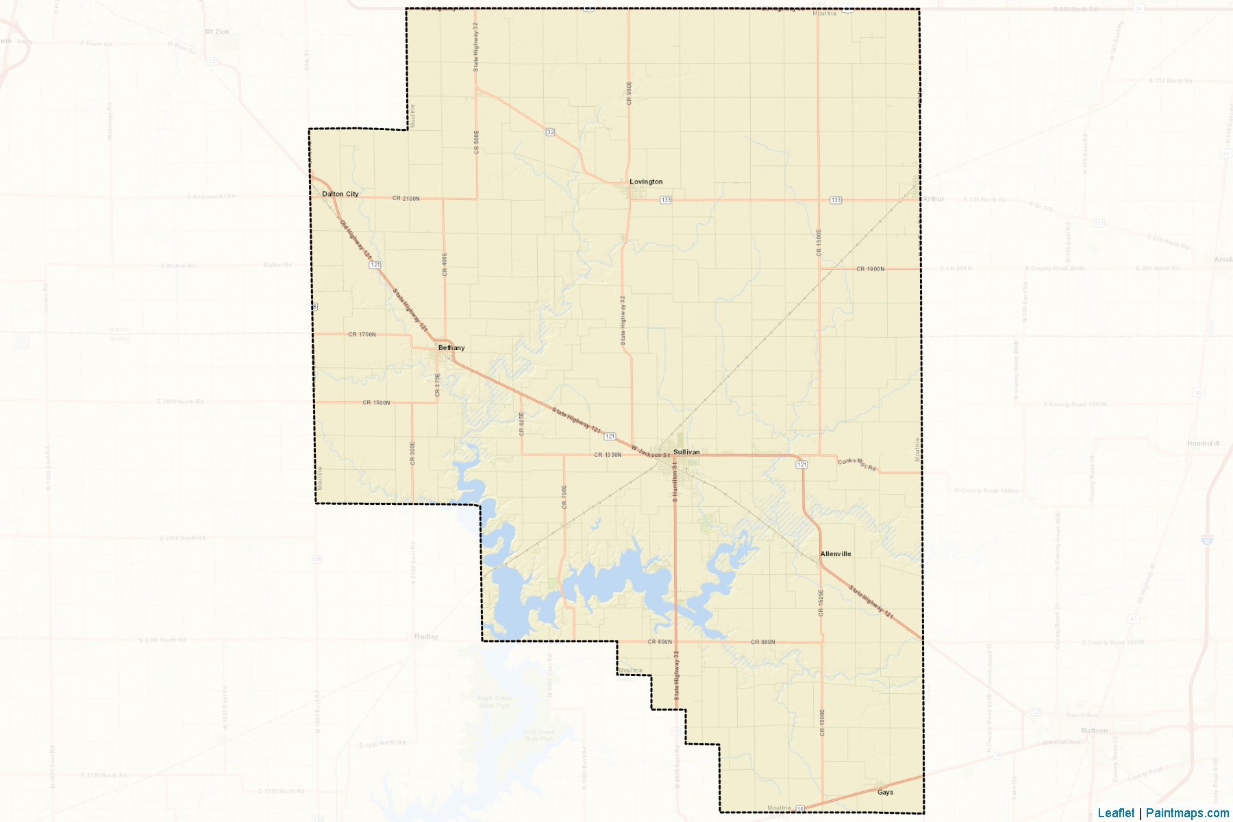 Muestras de recorte de mapas Moultrie (Illinois)-2