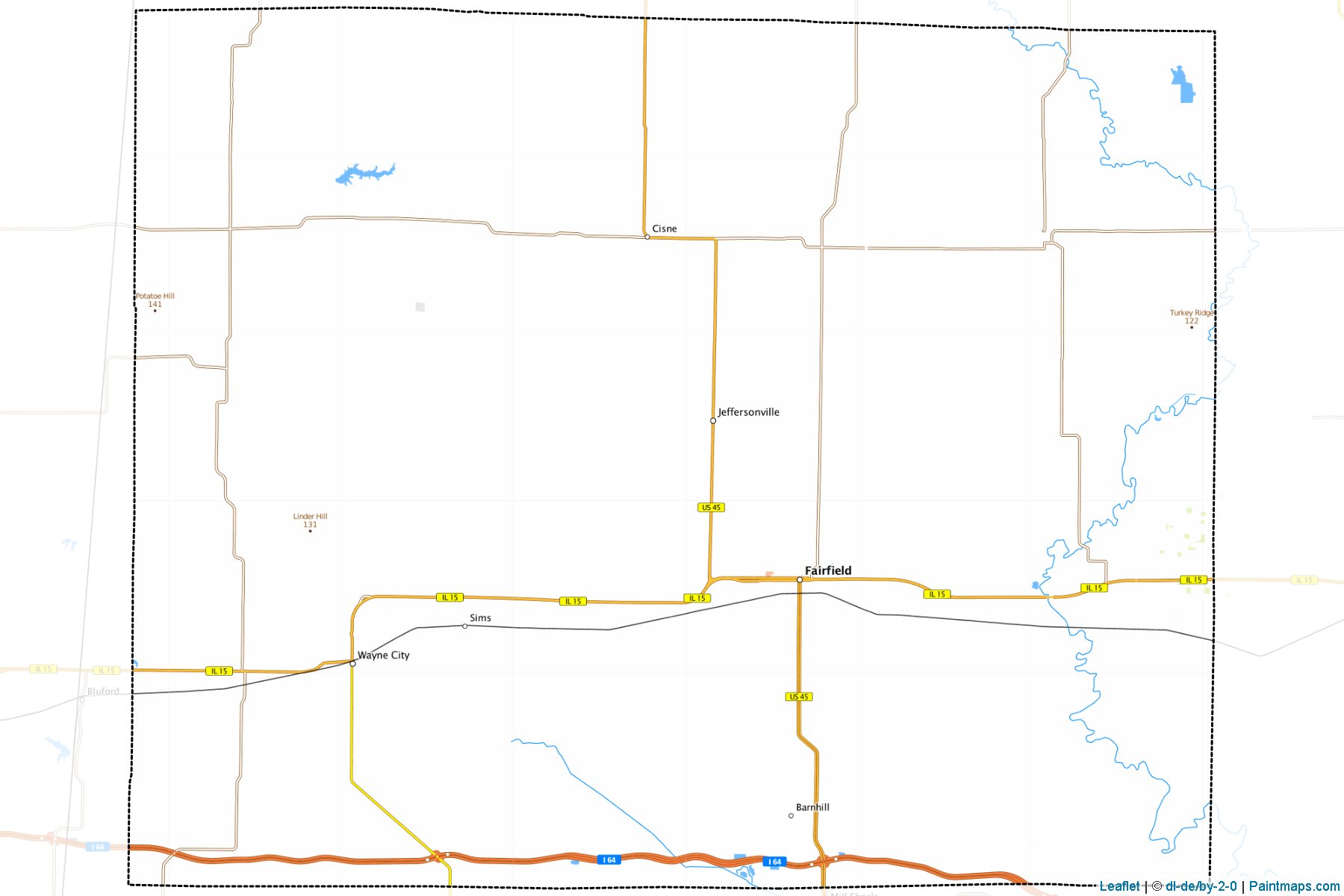 Wayne County (Illinois) Haritası Örnekleri-1