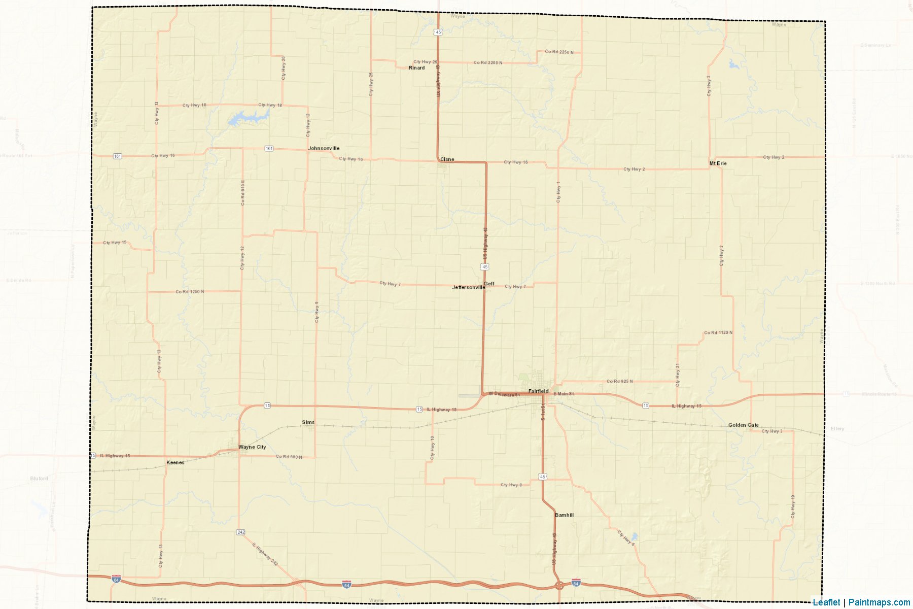 Muestras de recorte de mapas Wayne (Illinois)-2