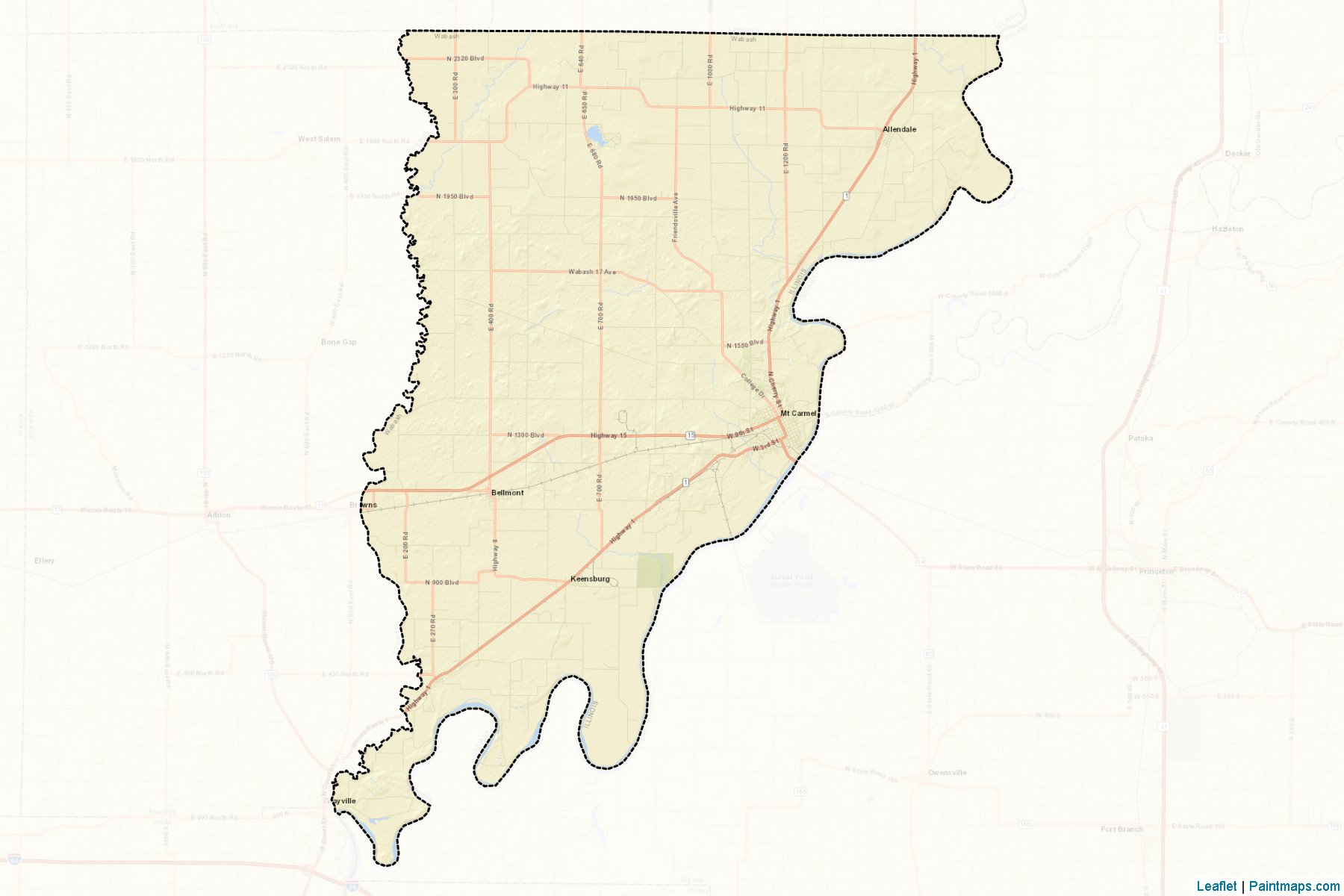 Muestras de recorte de mapas Wabash (Illinois)-2