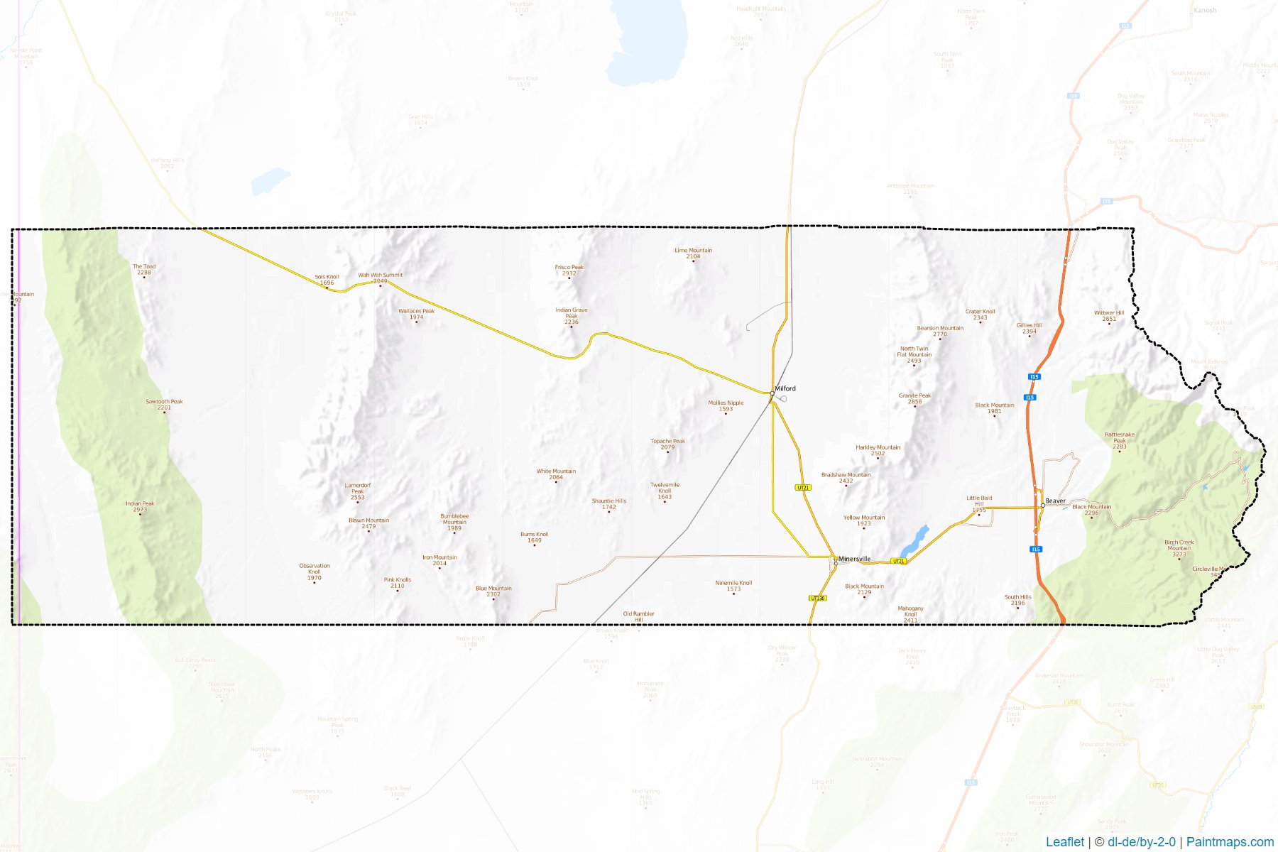 Muestras de recorte de mapas Beaver (Utah)-1