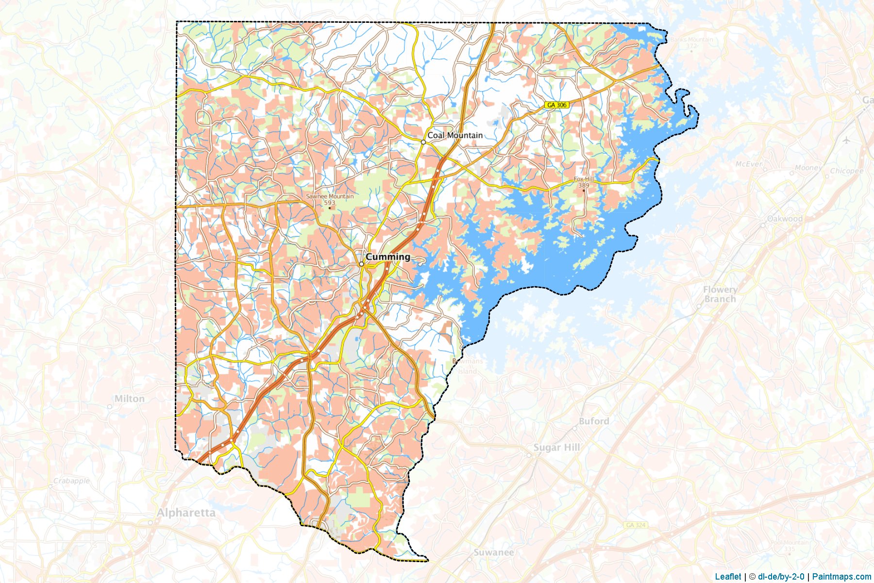 Muestras de recorte de mapas Forsyth (Georgia)-1