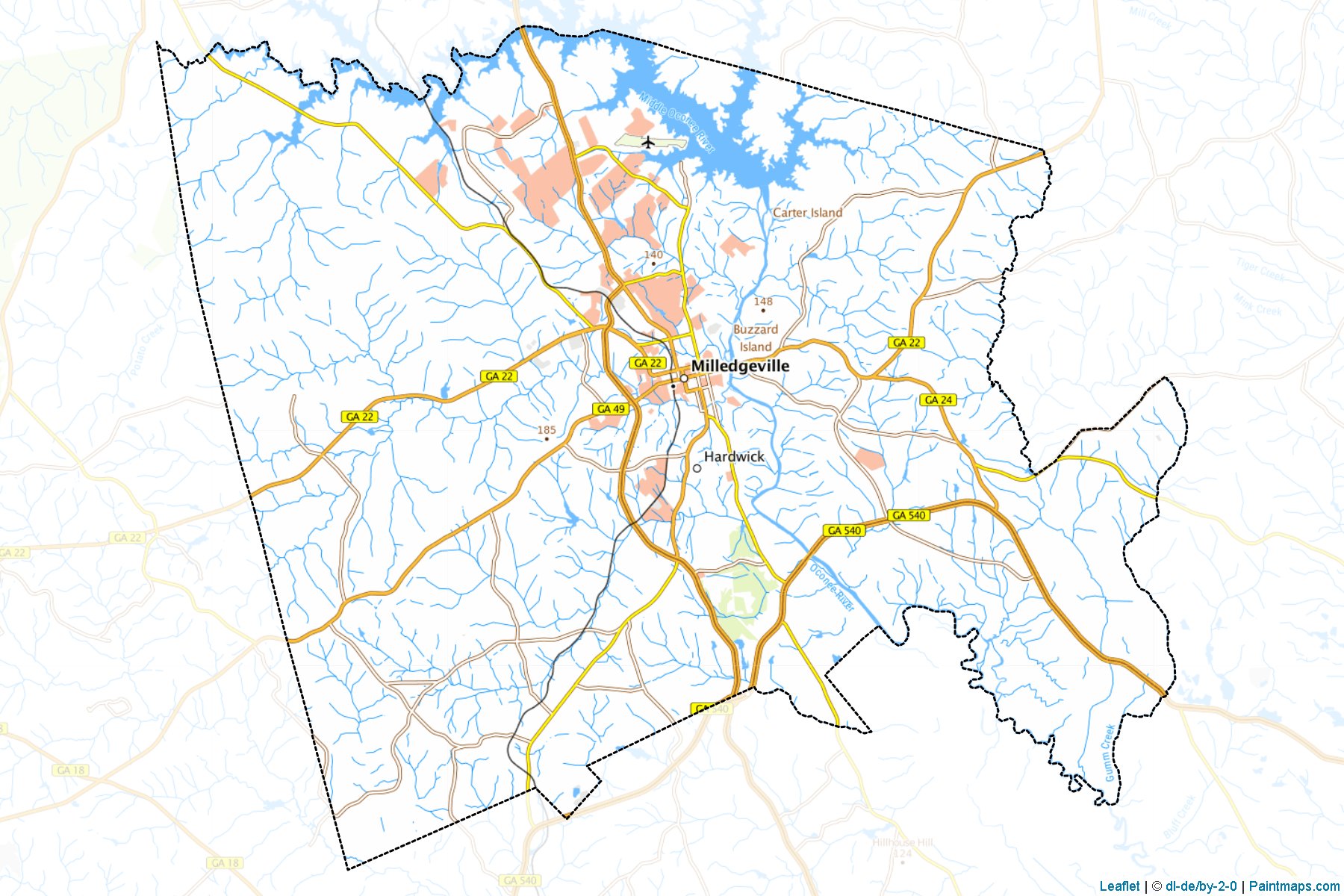 Muestras de recorte de mapas Baldwin (Georgia)-1