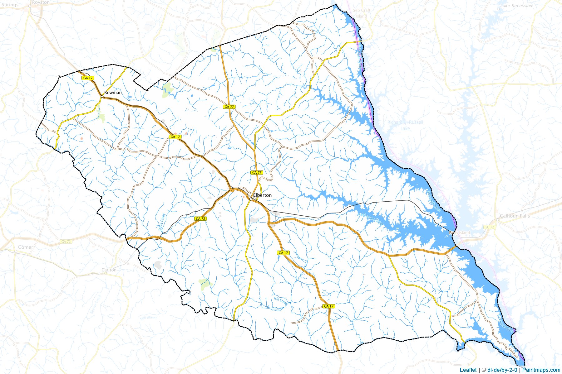 Muestras de recorte de mapas Elbert (Georgia)-1