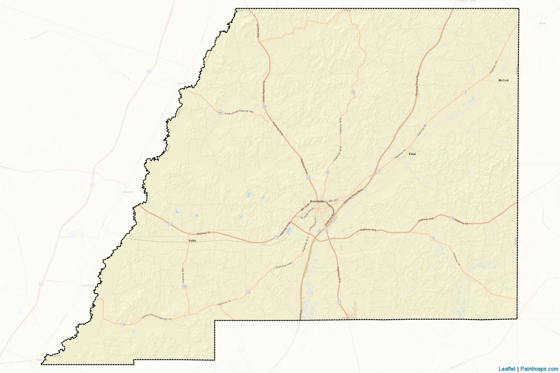 Attala (Mississippi) Map Cropping Samples-2