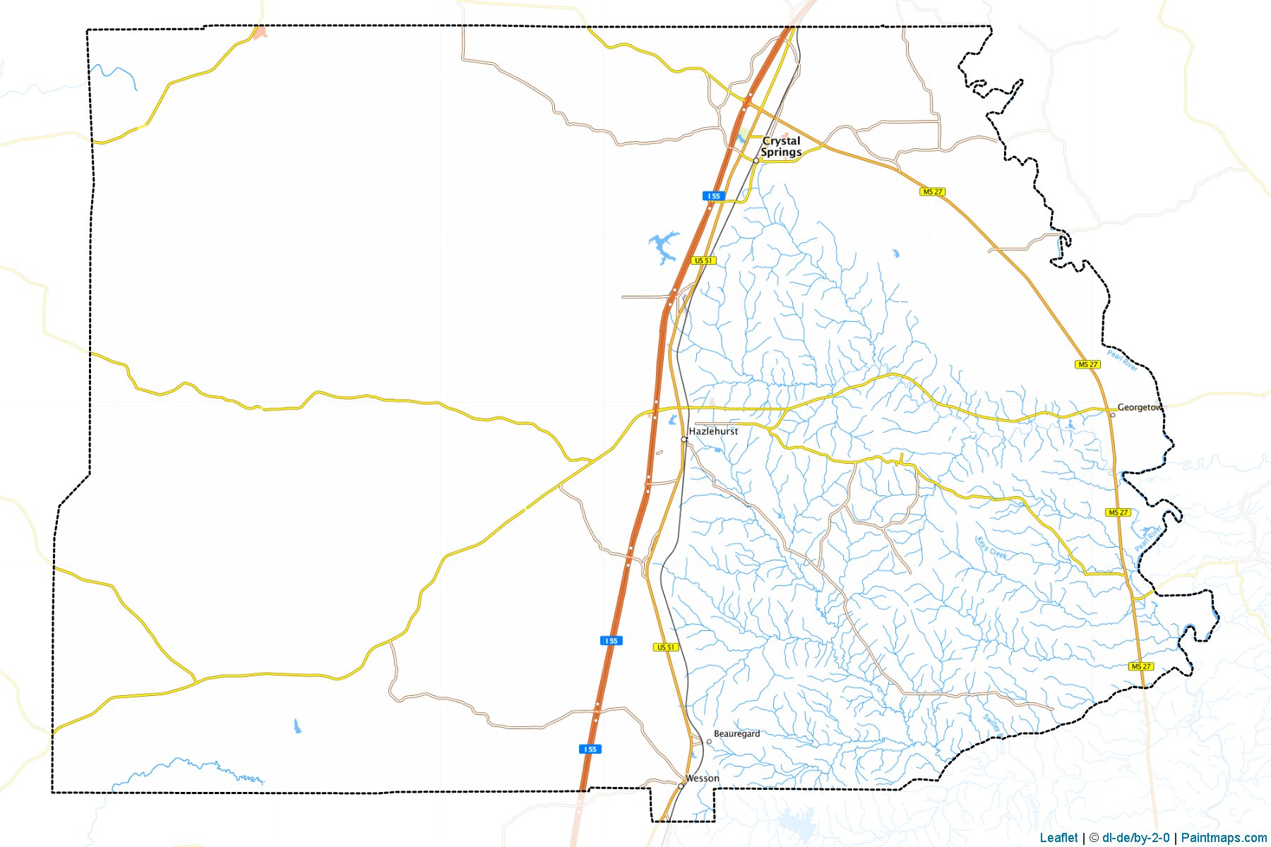 Muestras de recorte de mapas Copiah (Mississippi)-1