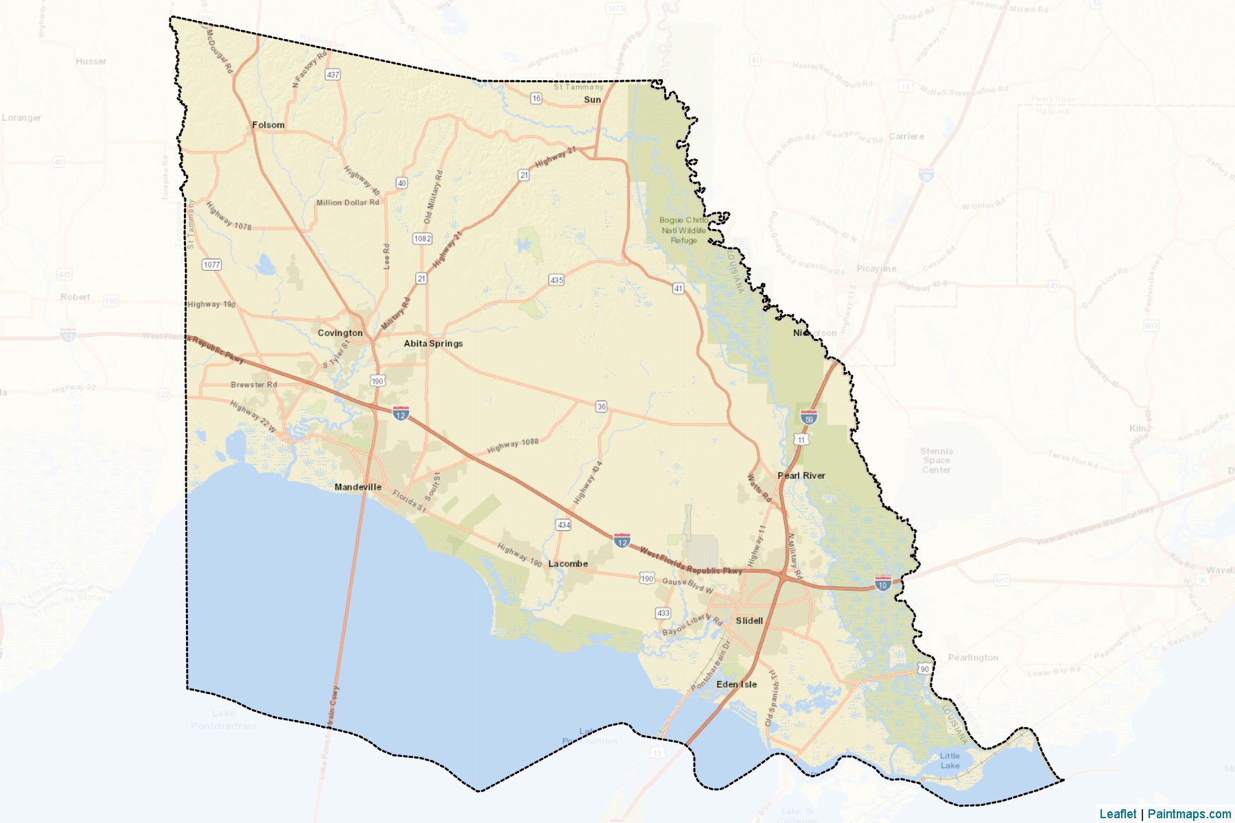 Muestras de recorte de mapas St. Tammany (Louisiana)-2