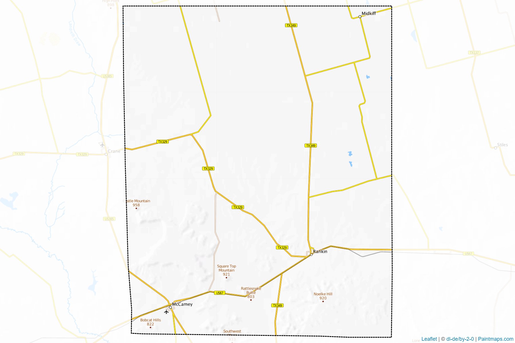 Muestras de recorte de mapas Upton (Texas)-1