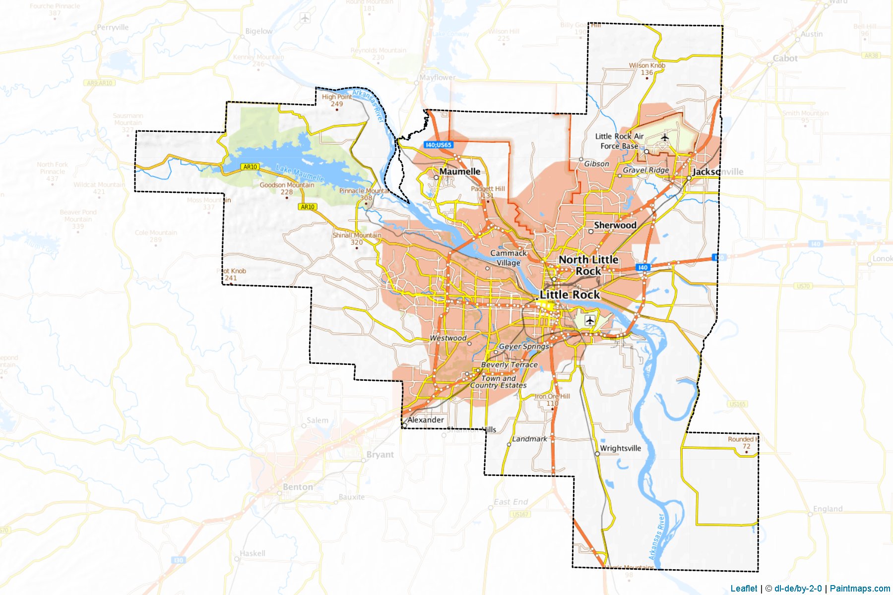 Muestras de recorte de mapas Pulaski (Arkansas)-1