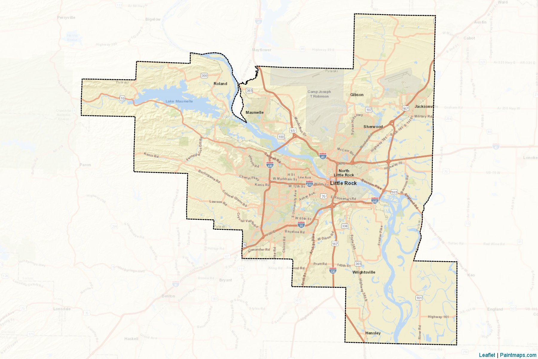 Muestras de recorte de mapas Pulaski (Arkansas)-2