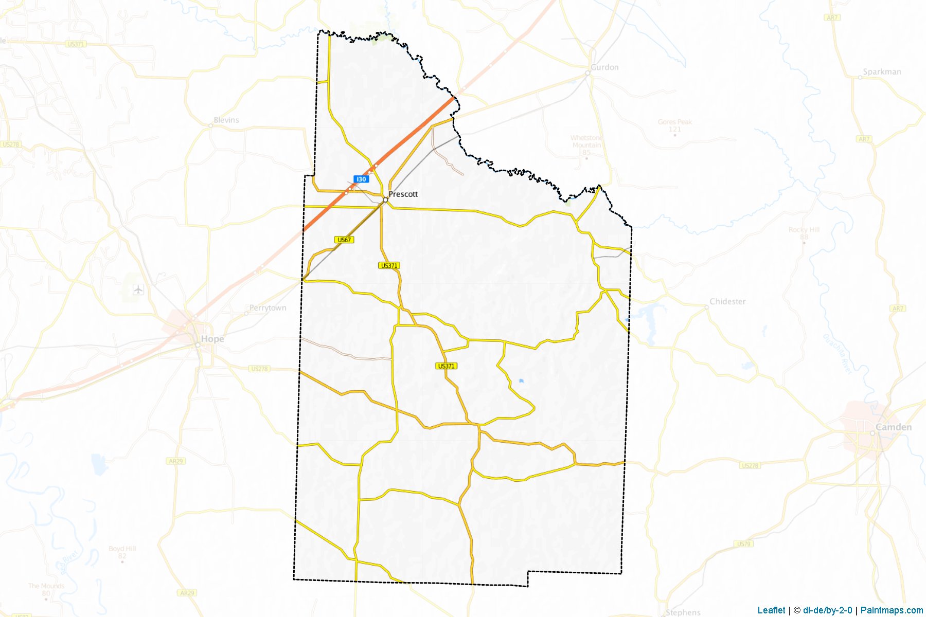 Muestras de recorte de mapas Nevada (Arkansas)-1