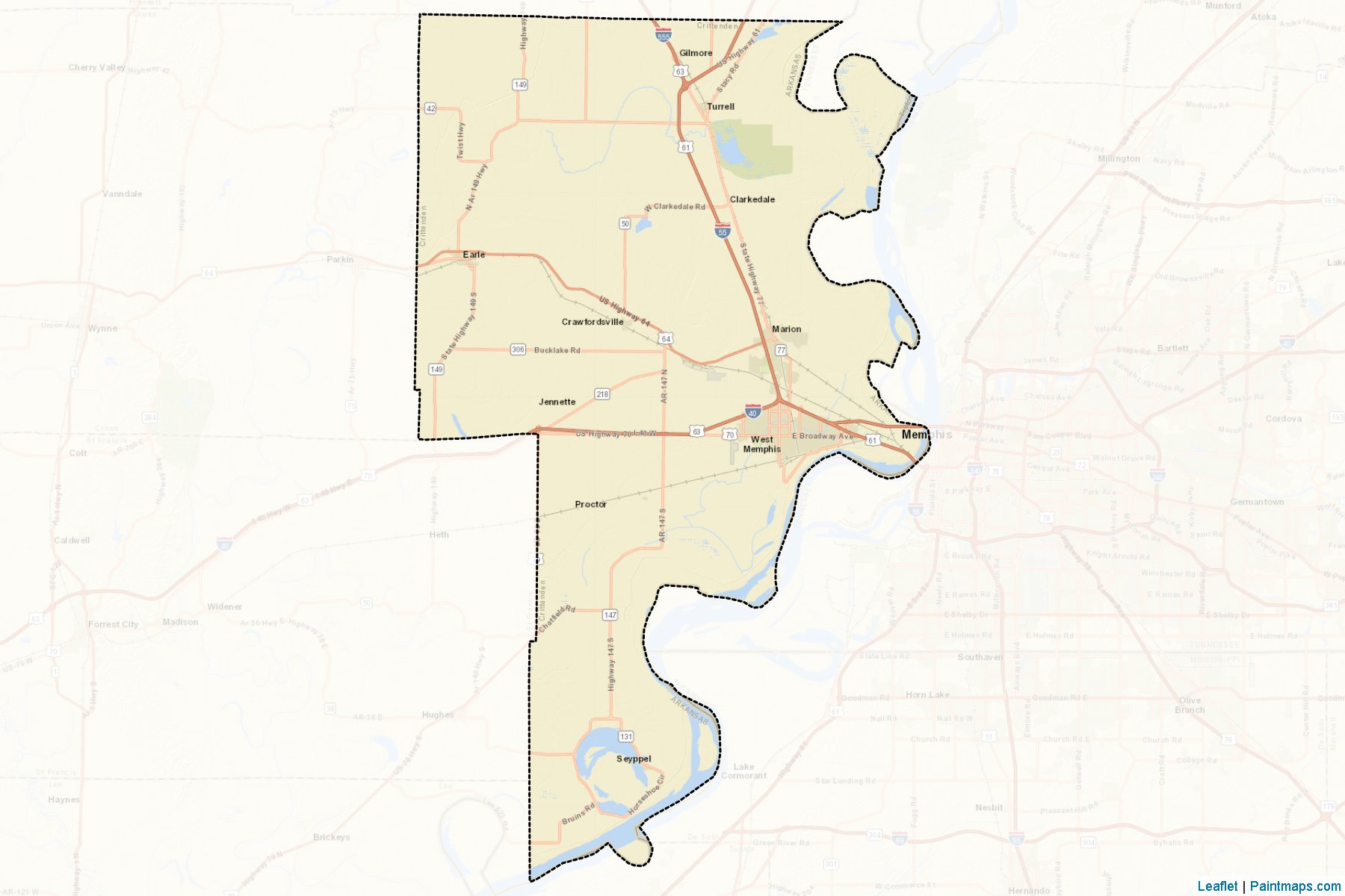 Crittenden (Arkansas) Map Cropping Samples-2