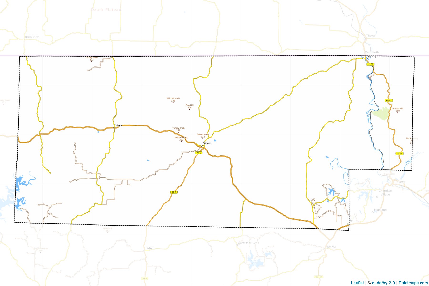 Muestras de recorte de mapas Fulton (Arkansas)-1